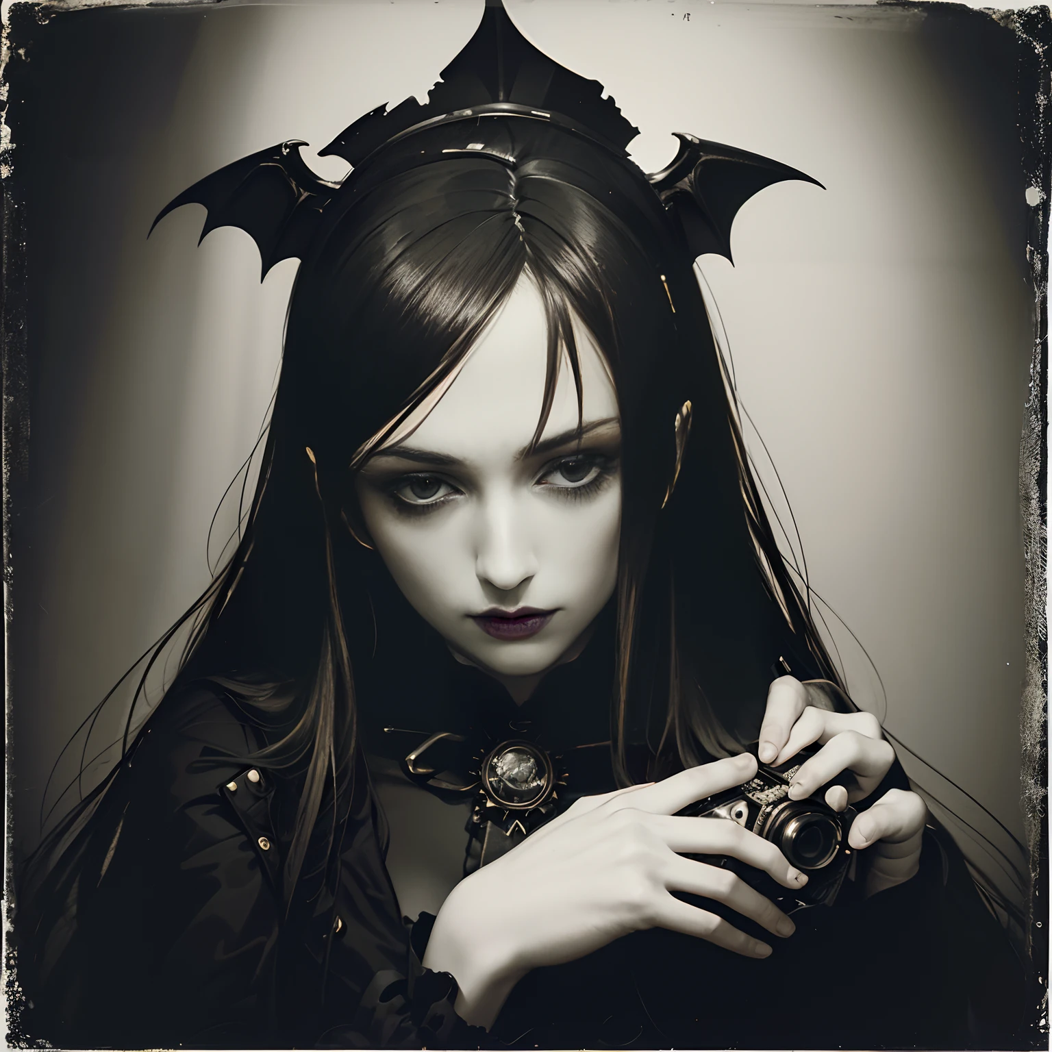 Portrait, Joel-Peter Witkin, gothic style, dark, vampire, photographer, indulgence, have a classic camera, white and long hair
