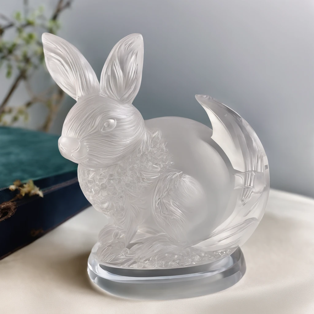 Moon,White jade,crystal-clear,semi transparent,treasures,precious,Beautifully carved,,Cute rabbit shape