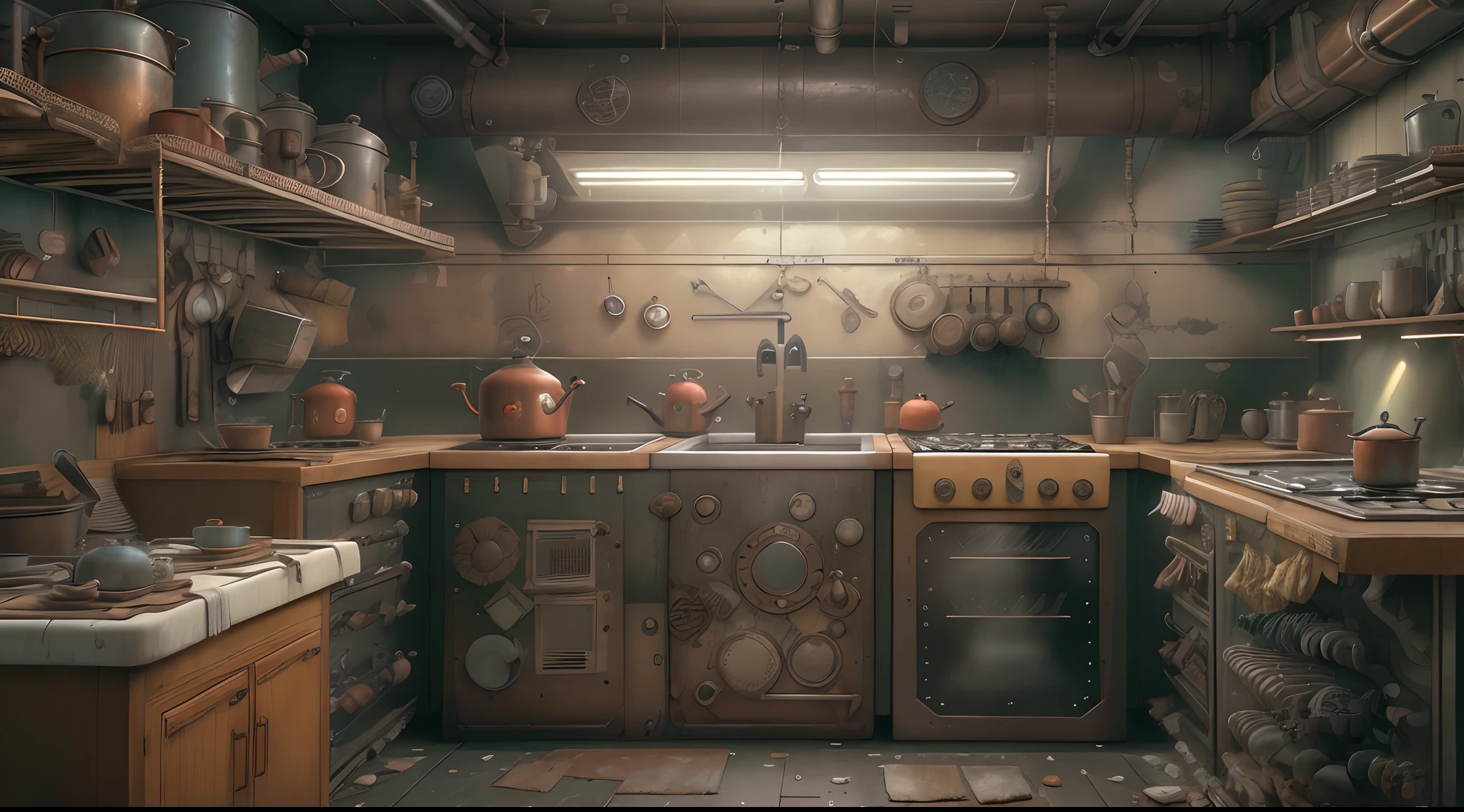 Dieselpunk AI kitchen
