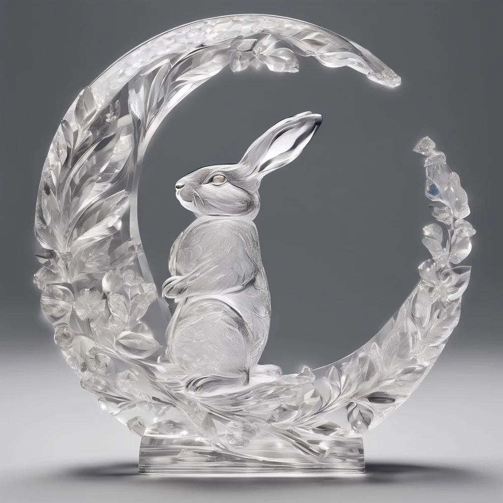 Moon,hisui,crystal-clear,semi transparent,treasures,precious,Beautifully carved,,Cute rabbit shape