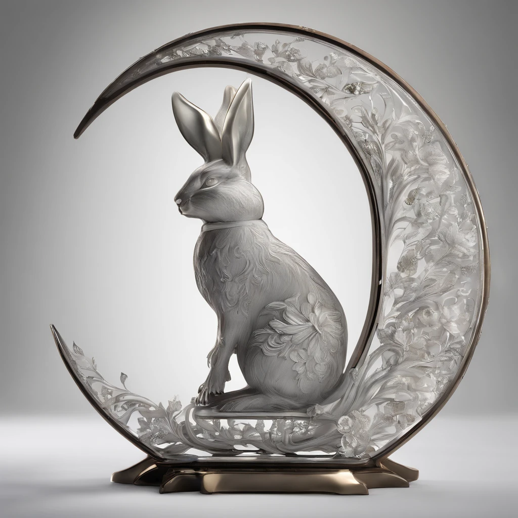 Moon,hisui,semi transparent,treasures,precious,Beautifully carved,,Cute rabbit shape