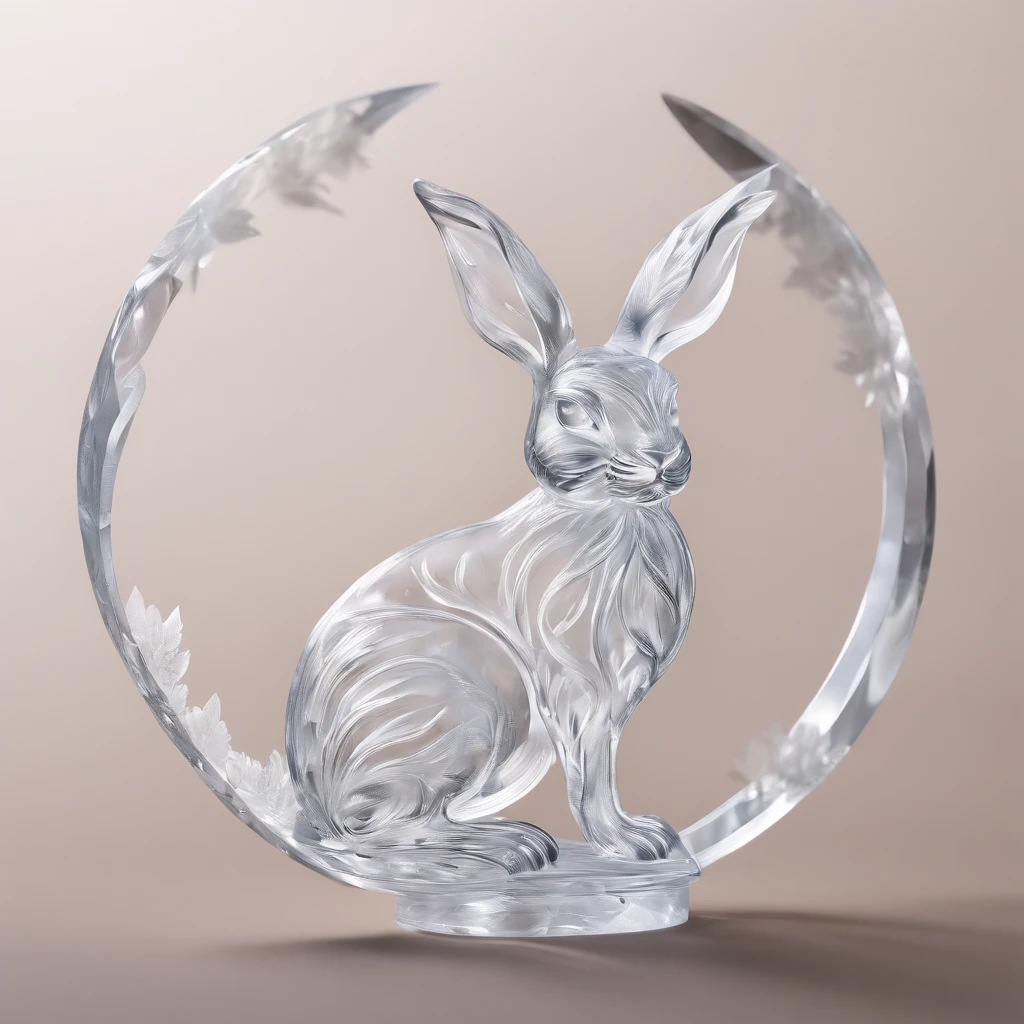 Moon,hisui,semi transparent,treasures,precious,Beautifully carved,,Cute rabbit shape