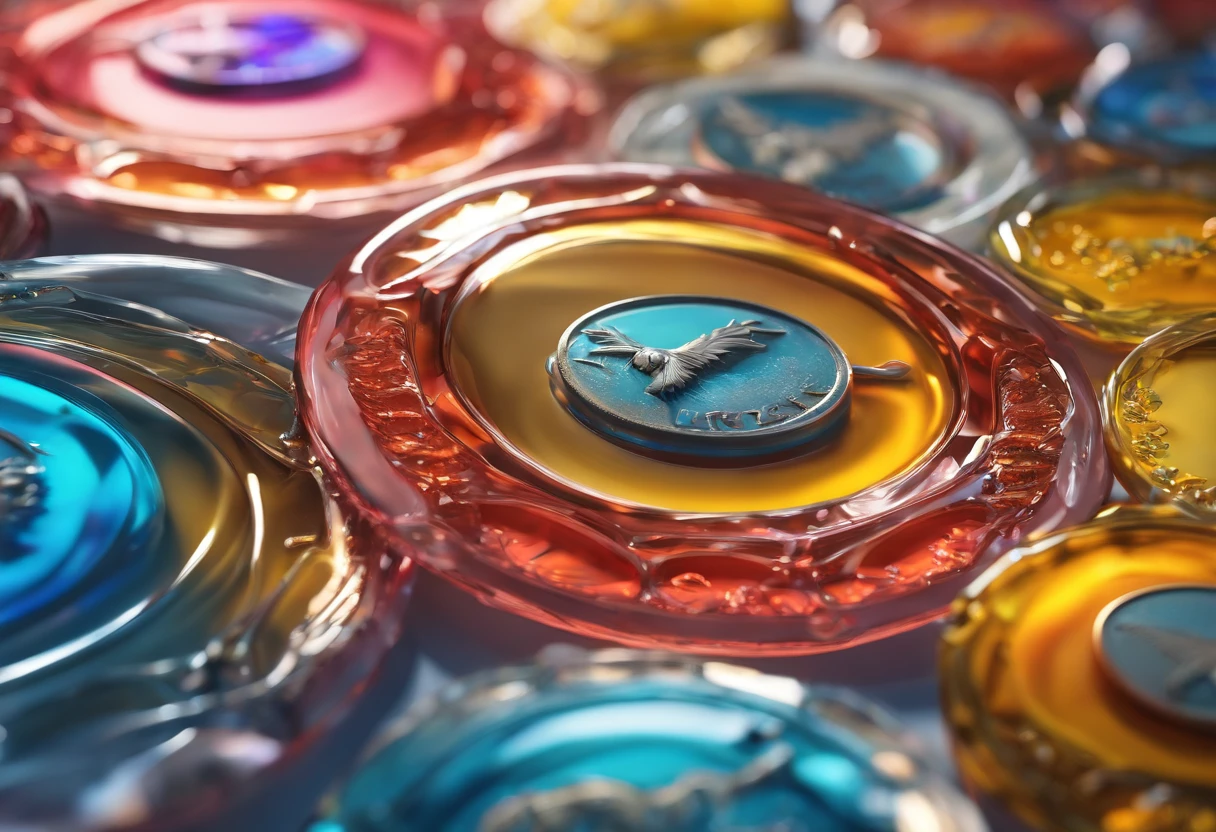 Glass medals。acrylic pour