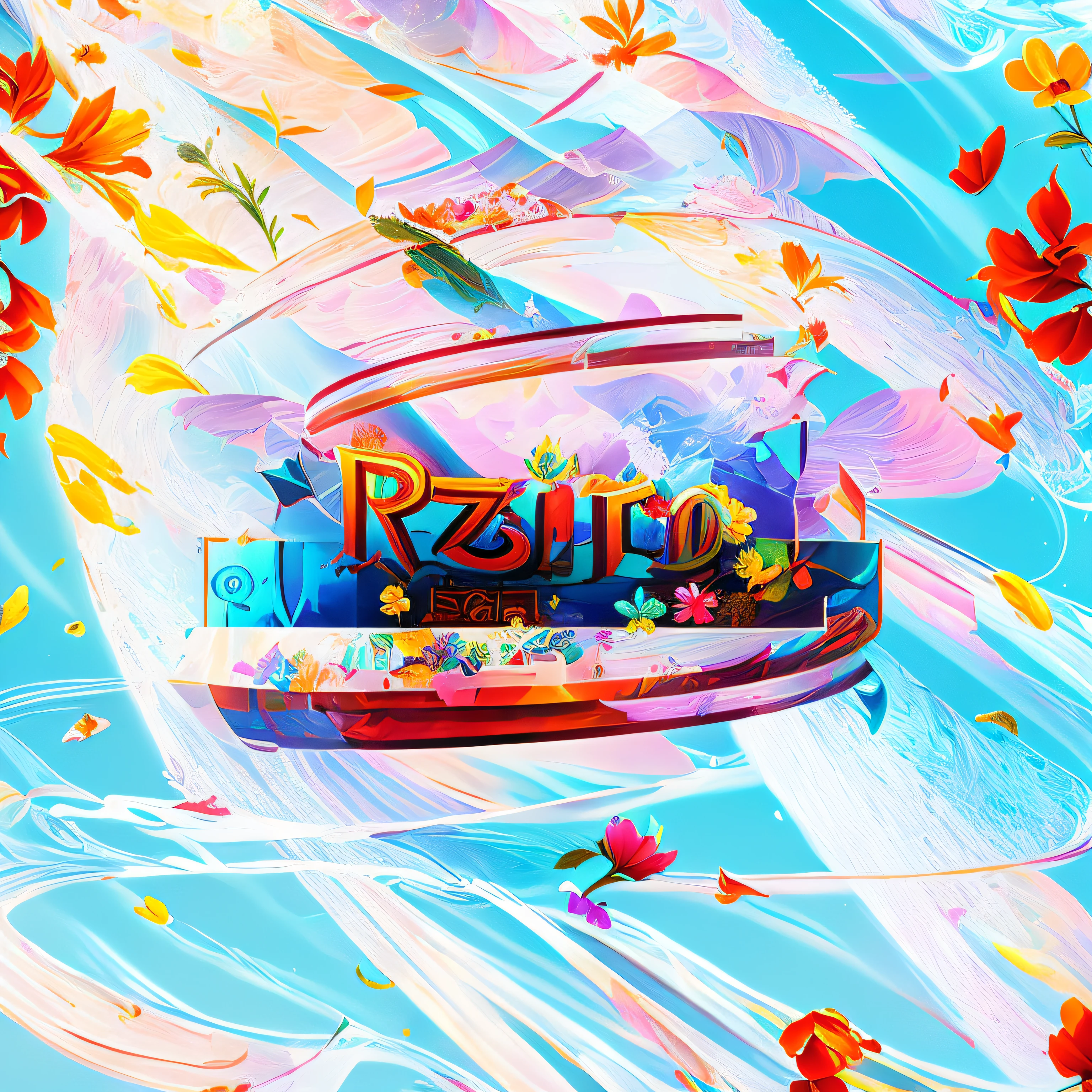 There was a cake,It has a name and a bouquet of flowers, colorful digital painting, vibrant digital painting, colorful retrofutur, realistic colorful photography, vivid and realistic colors, surreal psychedelic design, Arte digital colorida, A colorful festival, Arte digital colorida, cinema 4d colorful render, multicolored digital art, Vibrant digital art, recusion beeple