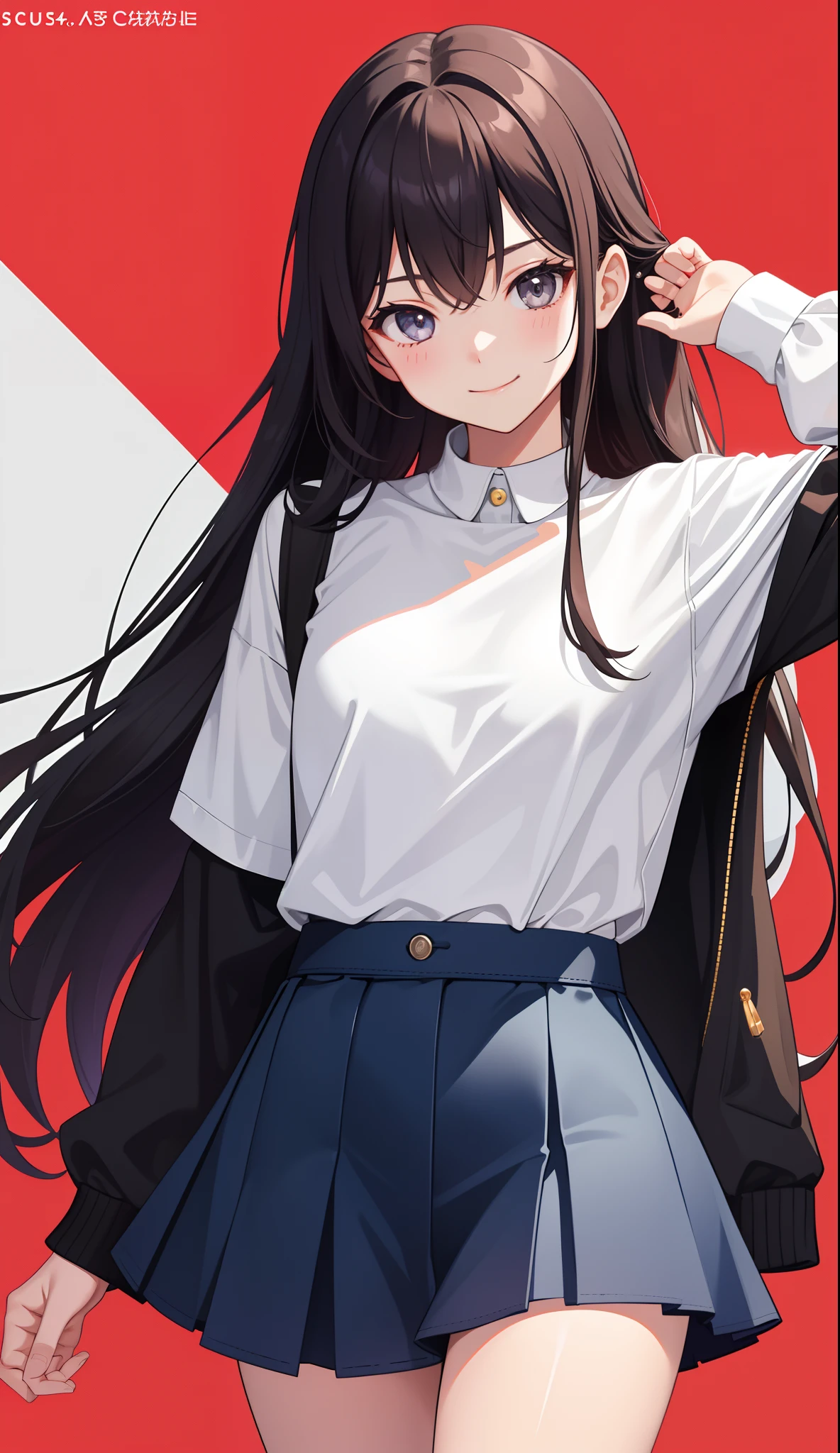 1girl in、AS-Adult、A smile、The shirt、Ultra mini skirt、pantiy、（small tits）、Walking with a thigh、Upper body portrait、
