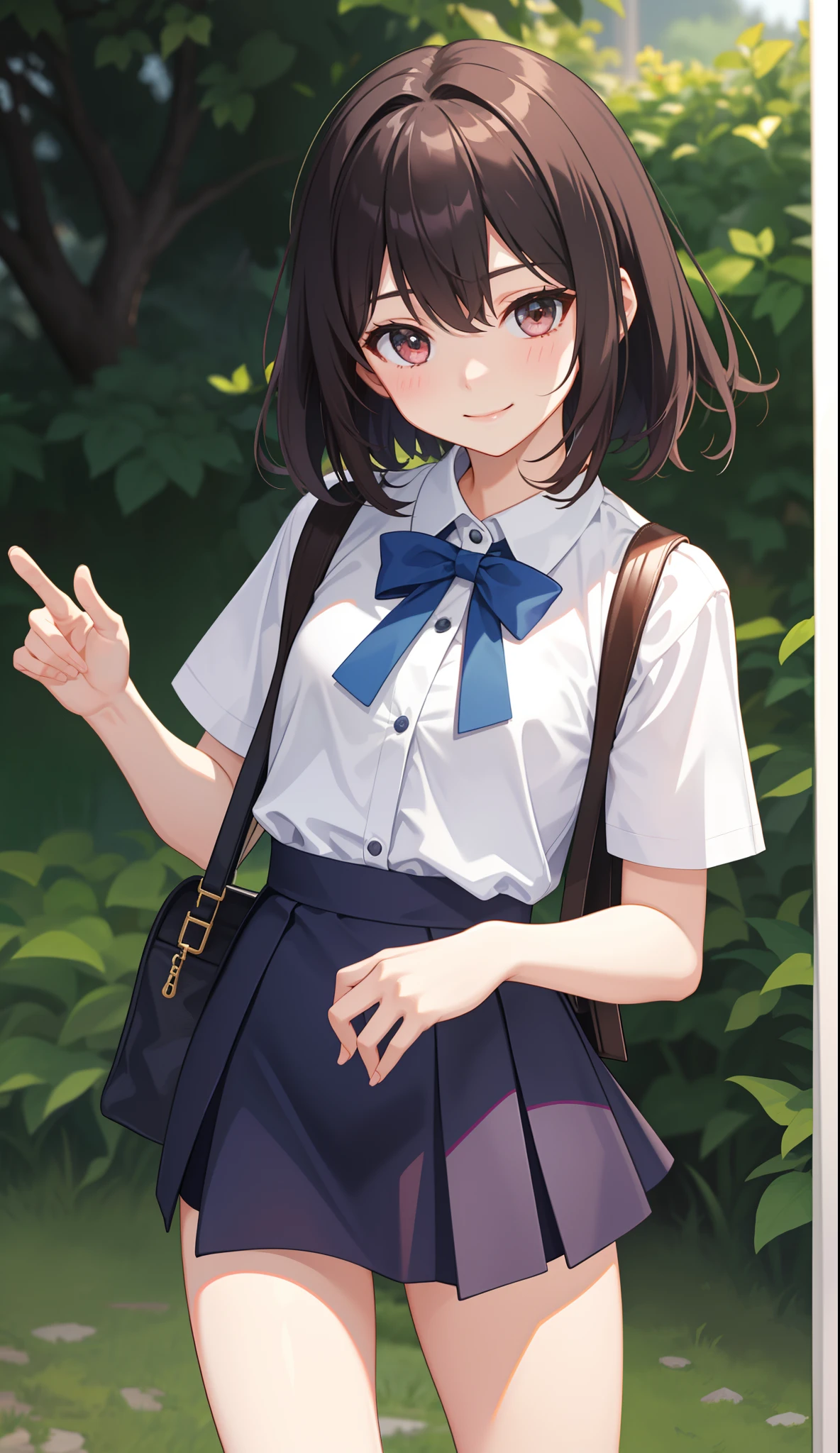 1girl in、AS-Adult、A smile、The shirt、Ultra mini skirt、pantiy、(small tits)、Walking with a thigh、Upper body portrait、