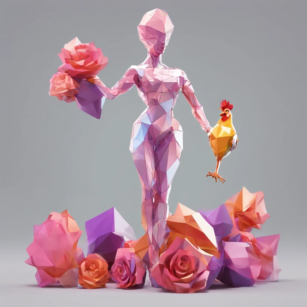 Sexy underwear、body builder、Only the head is a hen human woman、colourfull、Perfect alignment, body builder、Chickens only the head，Crystal Vase，Rose flower, Wearing sunglasses, cheerfulness, Standing position, Abstract beauty, Centered, Looking at the camera, Facing the camera, Approaching perfection, Dynamic, Highly detailed, Smooth, Sharp Focus, 8K, hight resolution, Illustration, art by carne griffiths and wadim kashin, White background