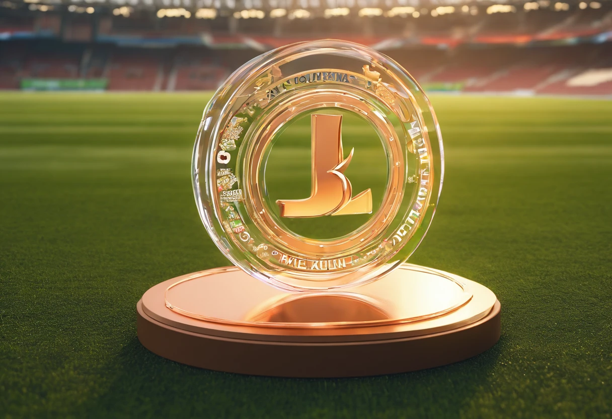 Glass round medal。 The front of the acrylic is placed on the grass in the middle of the stadium。Track and field elevation view