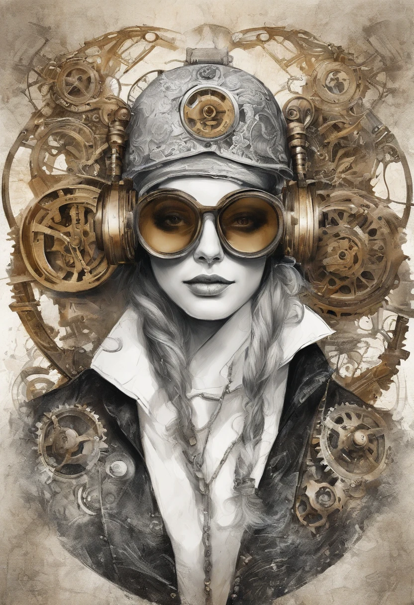 Perfect centering, Cute white and black mouse, Wear a student team jacket, Wearing black sunglasses, Wearing headphones, cheerfulness, Standing position, Abstract beauty, Centered, Looking at the camera, Facing the camera, Approaching perfection, Dynamic, Highly detailed, Smooth, Sharp Focus, 8K, hight resolution, Illustration, art by carne griffiths and wadim kashin, White background