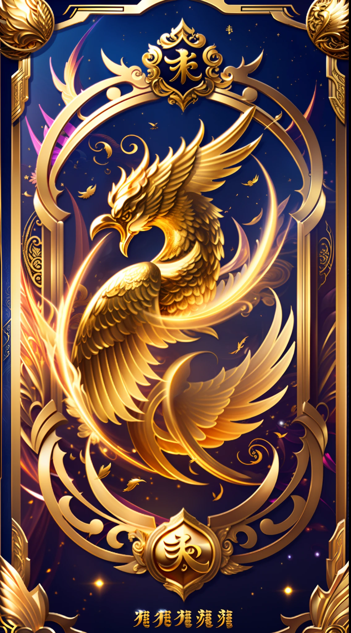 (absurderes、hight resolution、ultra-detailliert、realisitic、)、Golden Luck Card、Golden Phoenix