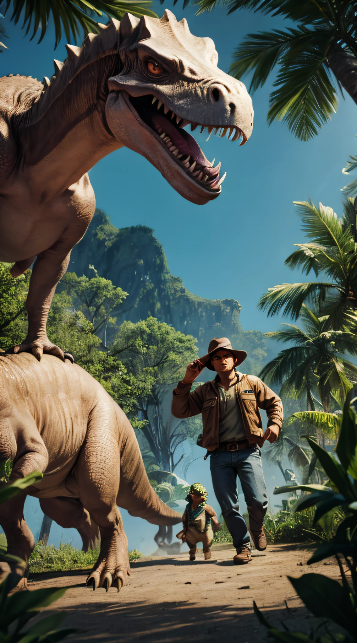 Imagine the emotions and thoughts racing through Diego's mind as he encounters the dinosaurs."