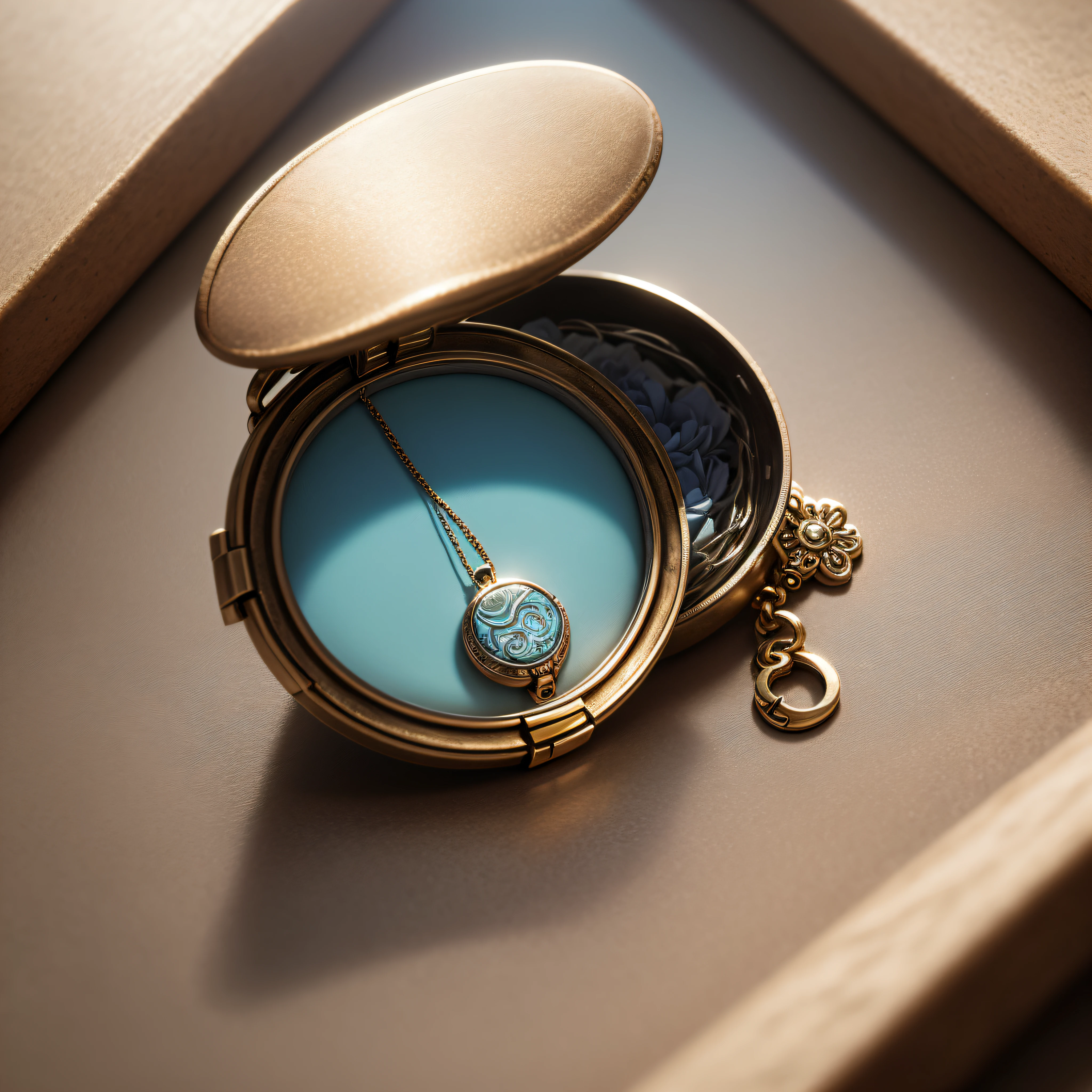 Locket: A small pendant with a space for a picture or memento.