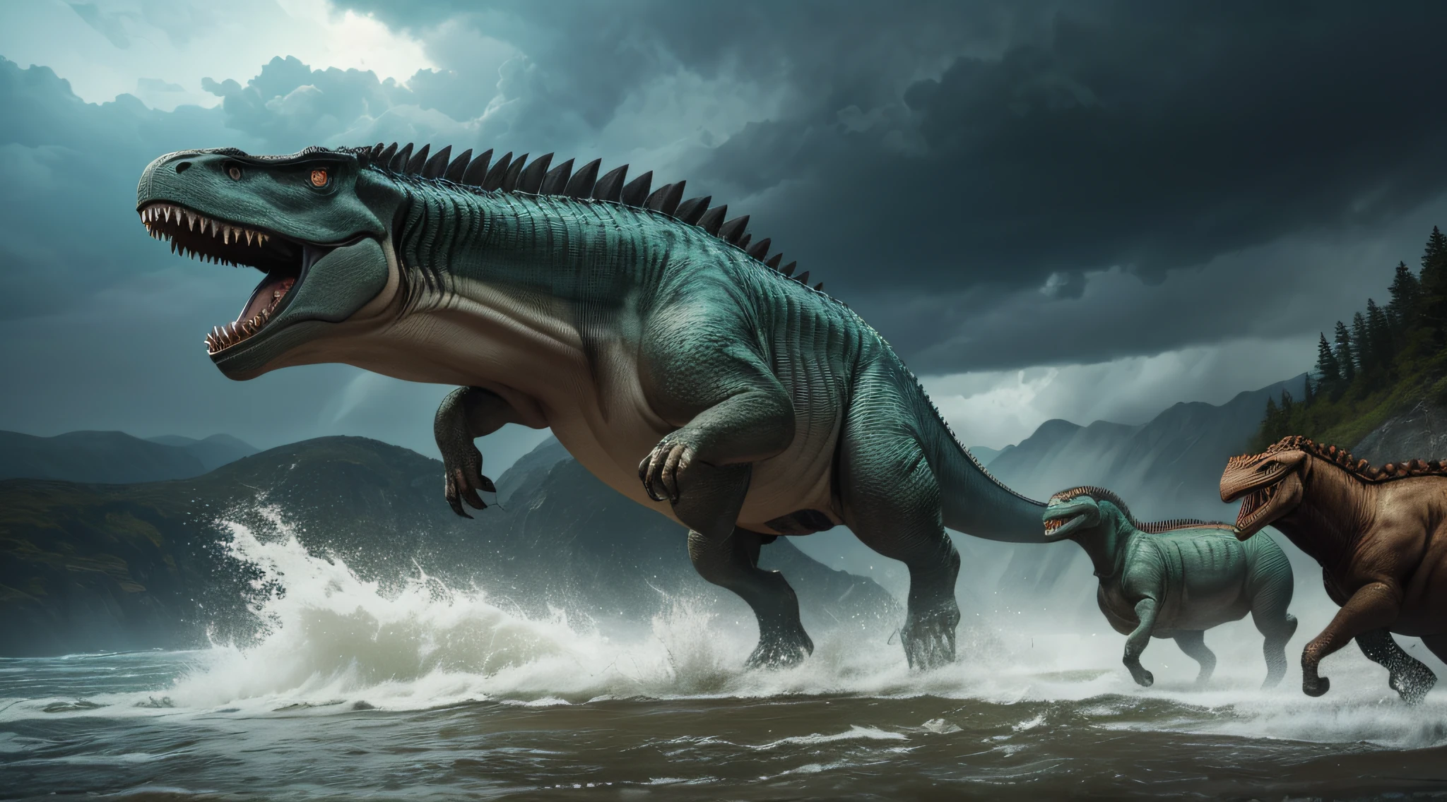 (best quality,4k,highres,masterpiece:1.2),ultra-detailed,(realistic:1.37),Diego Lopez filming,dinosaurs,ancient creatures,captured on video,astonishing scene,living beings from the past,powerful and majestic,prehistoric creatures,majestic scene,awe-inspiring moment,fossilized giants,unearthed history,dynamic composition,vivid colors,realistic textures,fierce expressions,immersive experience,seamless integration,attention to detail,surrounding environment,natural landscapes,greyish-green skin tones,thunderous roars,anxious crowd,awe-struck onlookers,dramatic lighting effects,thrilling encounter,suspenseful atmosphere,cinematic portrayal,unique perspective,perfectly timed shot,unforgettable footage,intense emotion,impressive contrast,fear and excitement,mesmerizing spectacle,unbelievable reality.