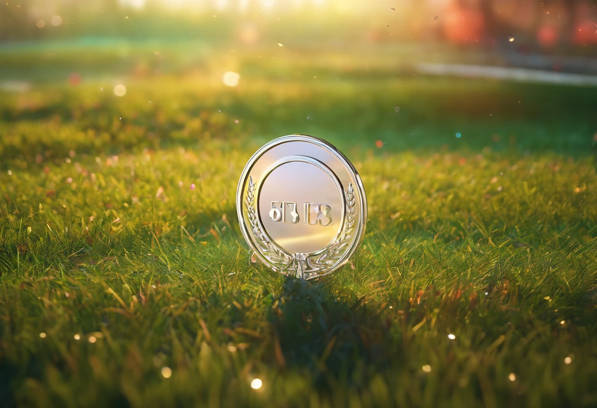 Glass round medal。  Acrylic material。Place vertically on the grass in the middle of the stadium on the running track。Athletics field