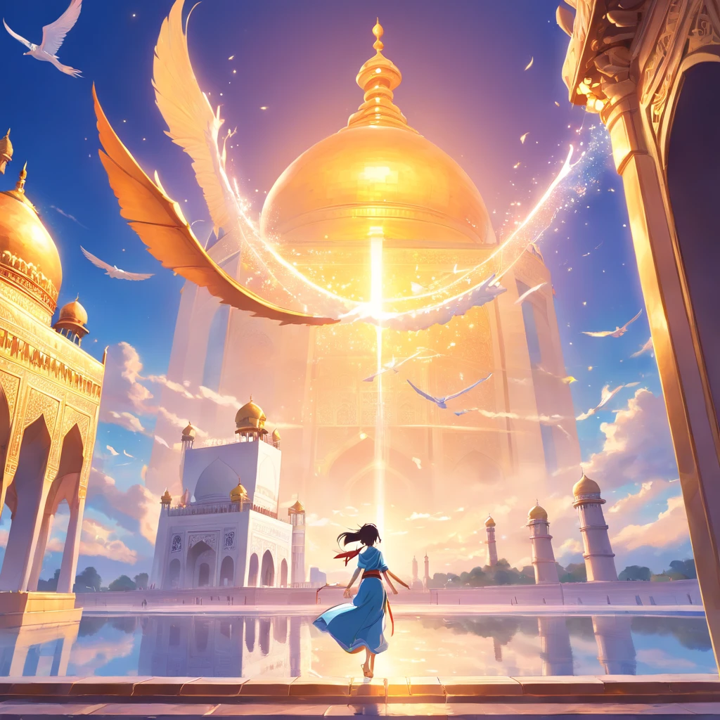 Taj Mahal、Taj Mahal in the fantasy world、The golden Taj Mahal、In the sky、Dragon is flying、
