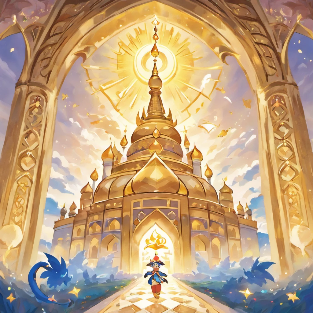 Taj Mahal、Taj Mahal in the fantasy world、The golden Taj Mahal、In the sky、Dragon is flying、