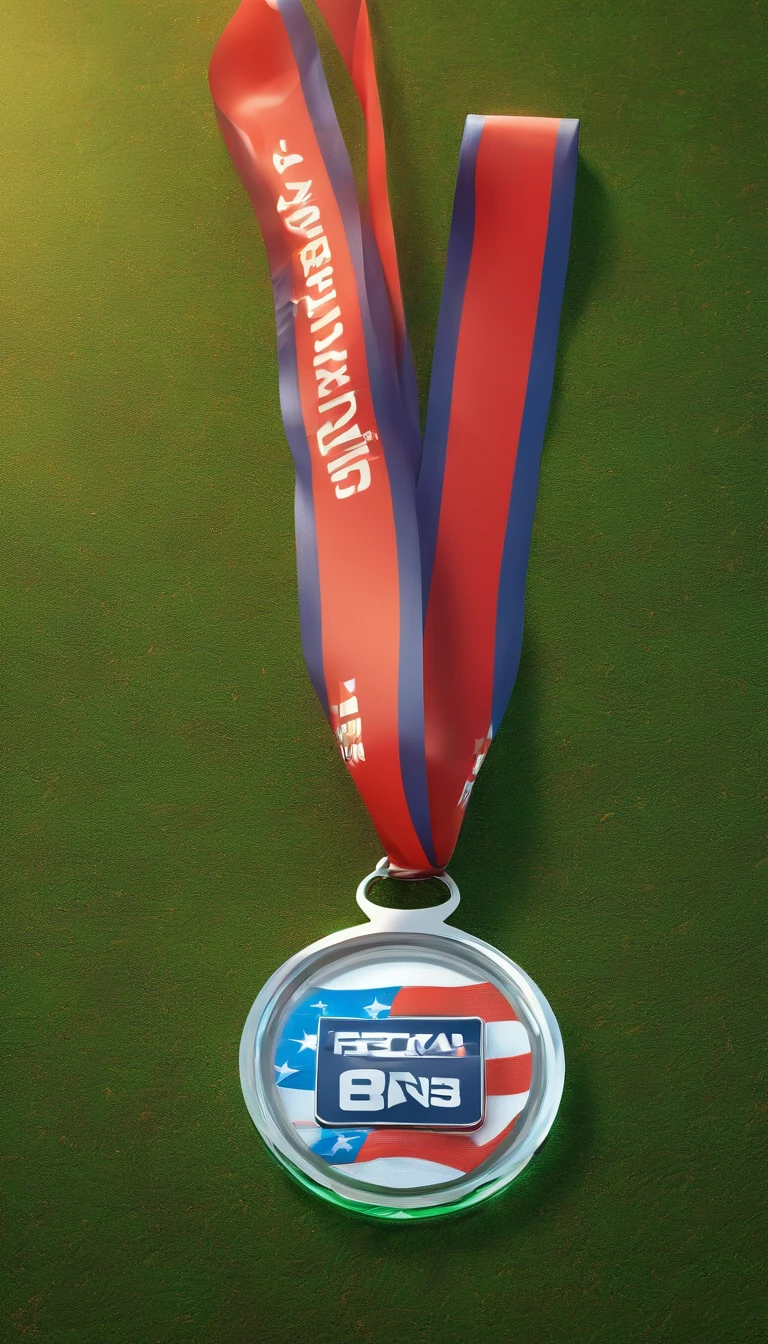 Glass round medal。 Acrylic material。Place vertically on the grass in the middle of the stadium on the runway。Athletics field