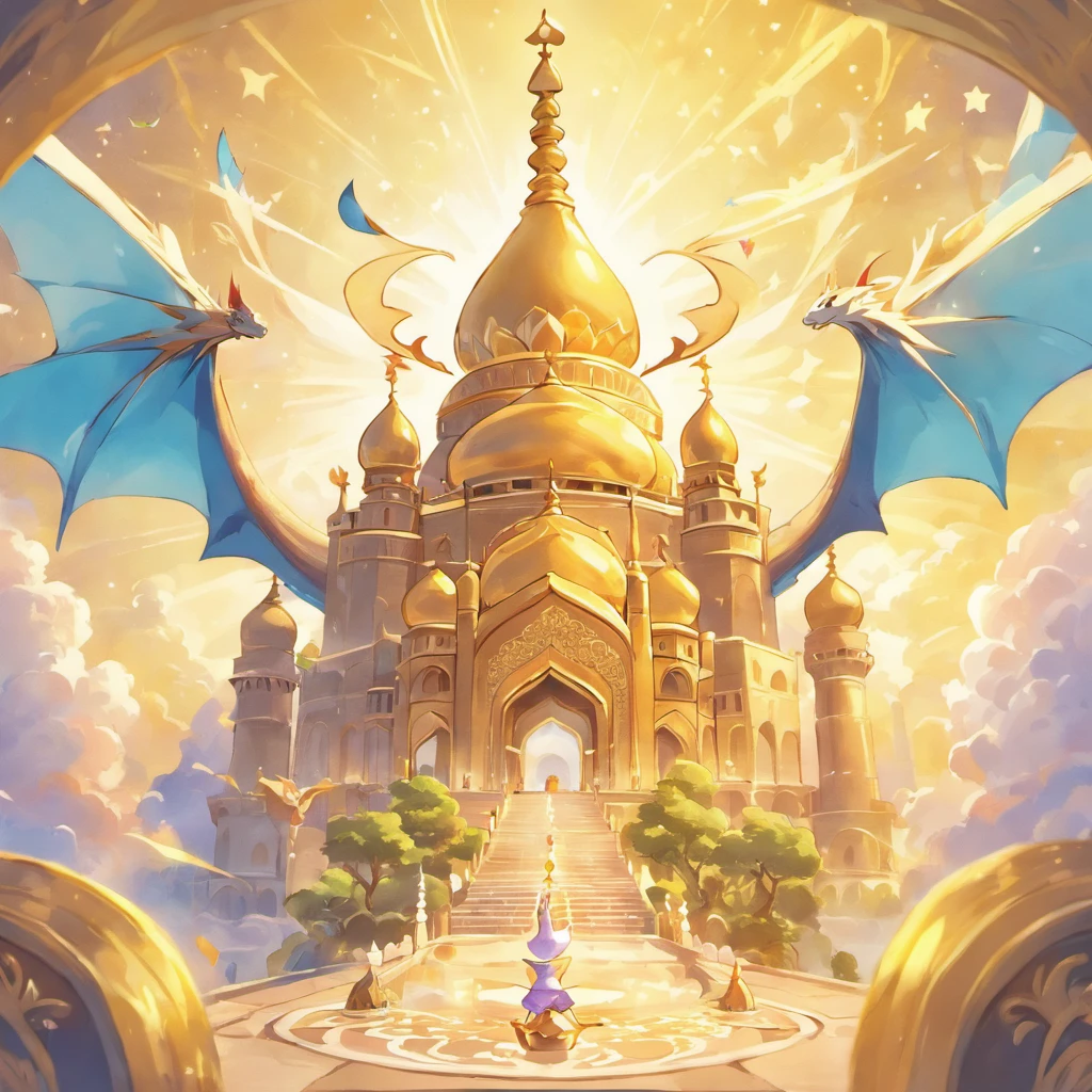 Taj Mahal、Taj Mahal in the fantasy world、The golden Taj Mahal、In the sky、Dragon is flying、