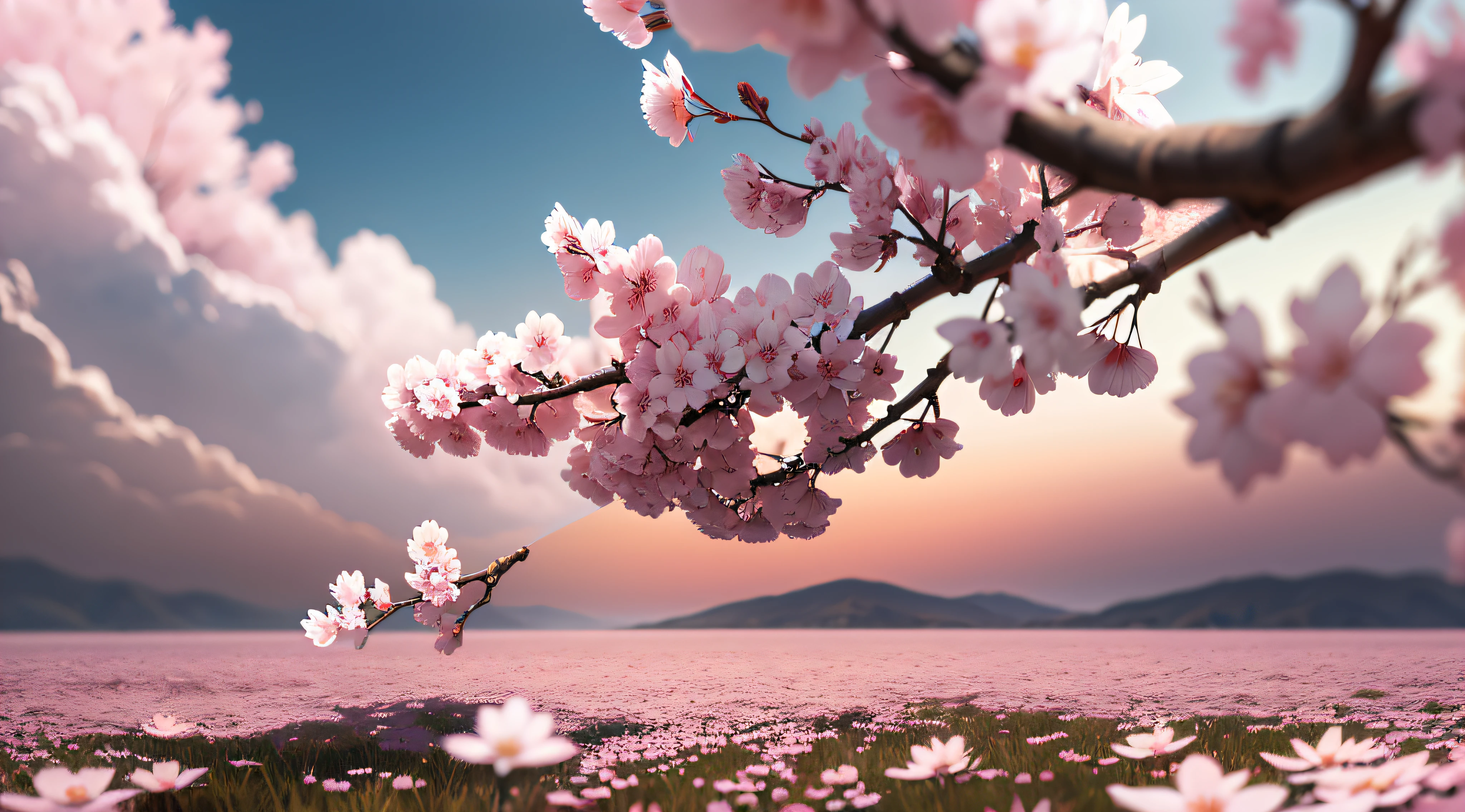 masterpiece、top-quality、An ultra-high picture quality、4K picture quality、super precision、Illustration of cherry blossoms in full bloom、large tree、beautiful gradients、Background blur