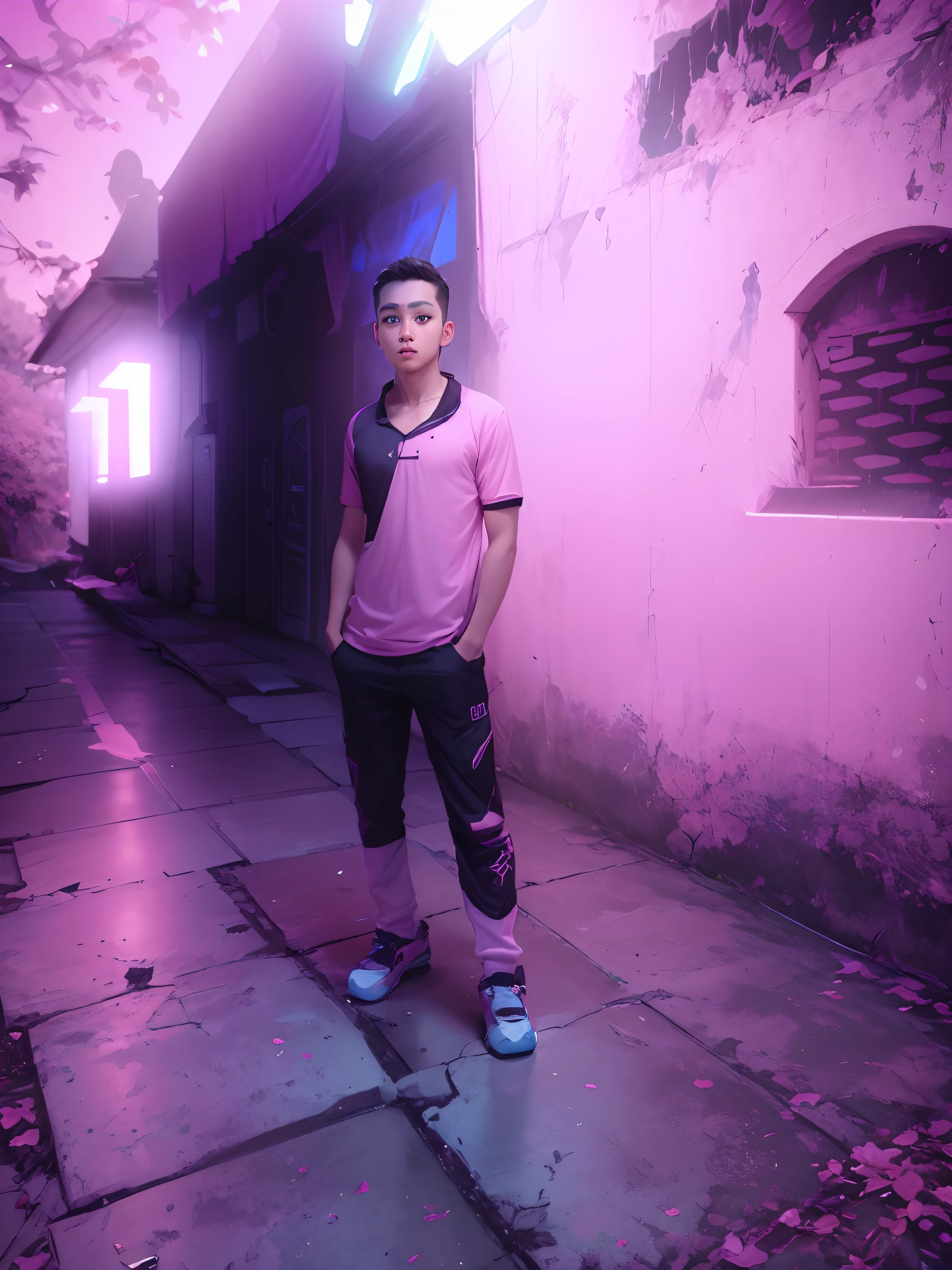 Change background cyberPank handsome boy