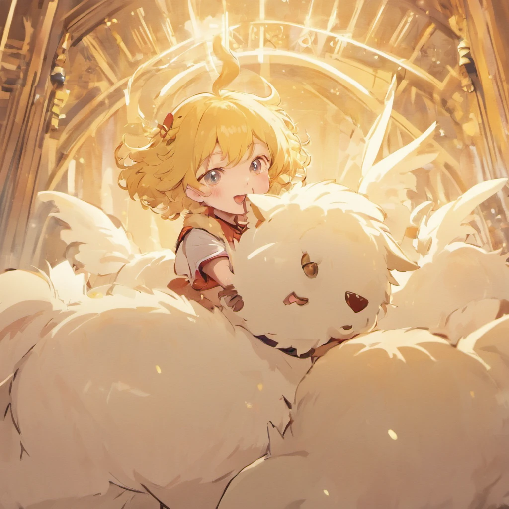 White hairs、One puppy、fluffy fur、White puppy、Vigorous、Puppy who loves anime、,, furry animal,Maltipoo puppy、Jumping、Golden Retriever Puppies、