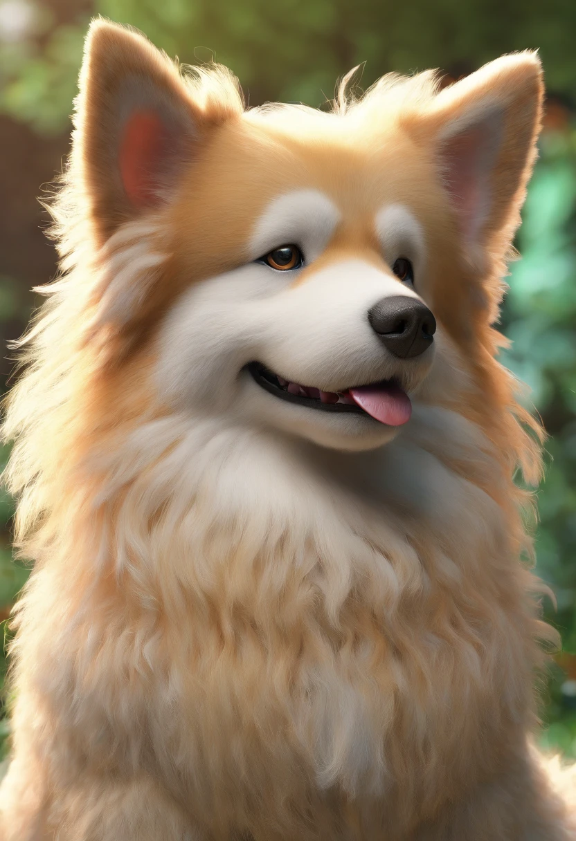 Fluffy dog,、Extremely cute,blanche,Mofumofu、Mofumofu、Ultimate HD image quality、The ultra -The high-definition、high detailing、Best Quality、Makes you want to hug、Dock Run、