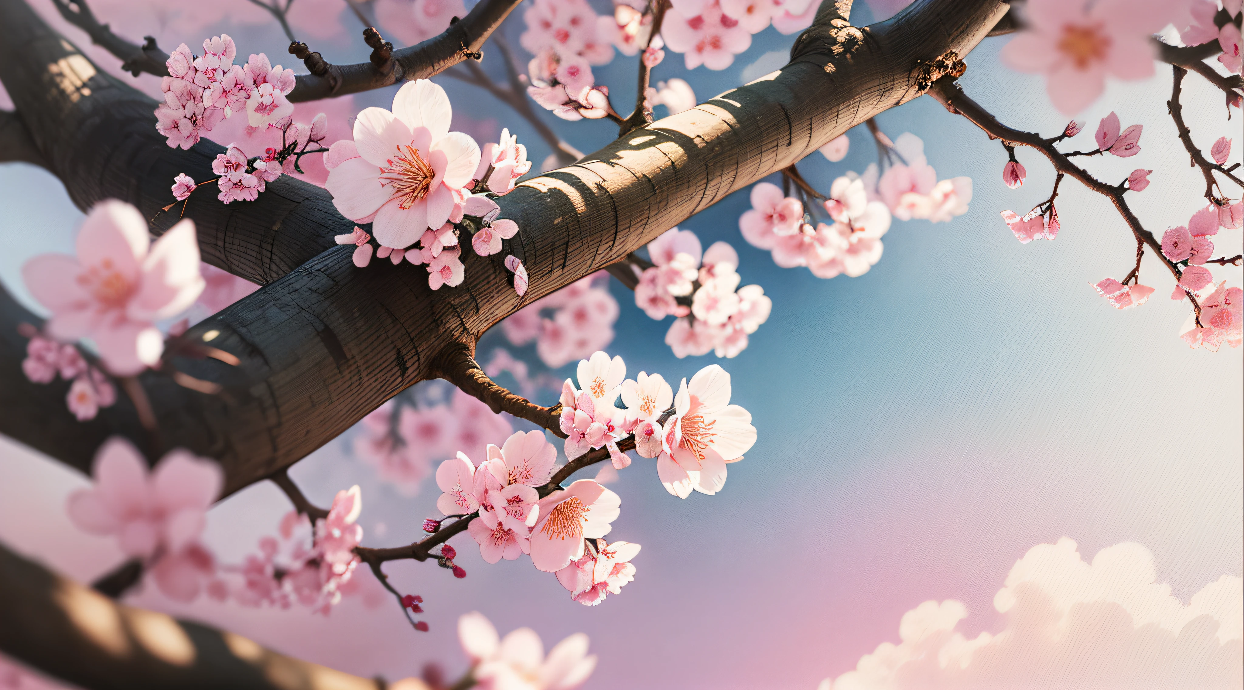 masterpiece、top-quality、An ultra-high picture quality、4K picture quality、super precision、watercolor paiting、Illustration of cherry blossoms in full bloom、large tree、beautiful gradients、Background blur