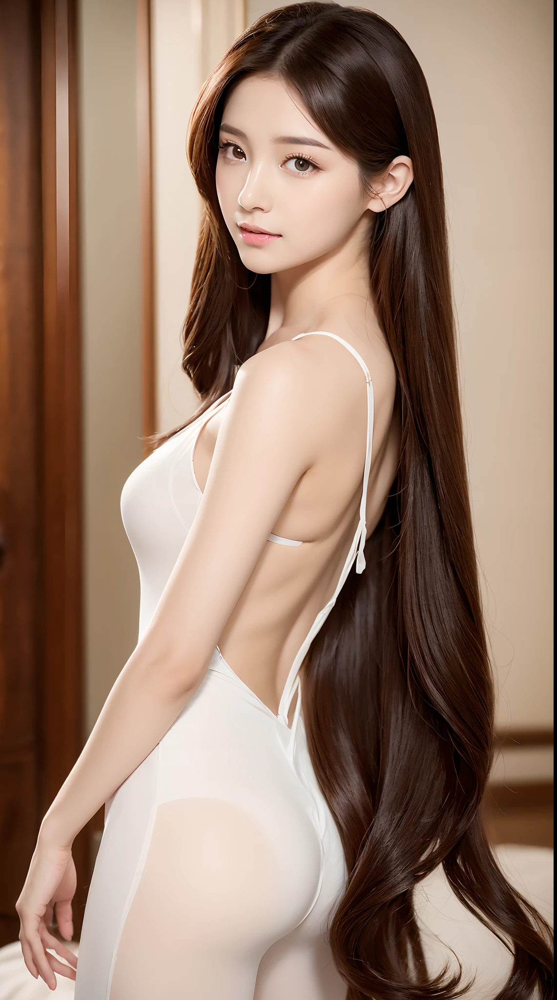 Beautiful princes sexy glamour white long hair brown