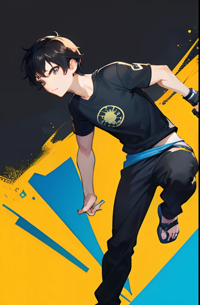 Percy Jackson, 13 year old ???, athletic, full body black clothing, ninja