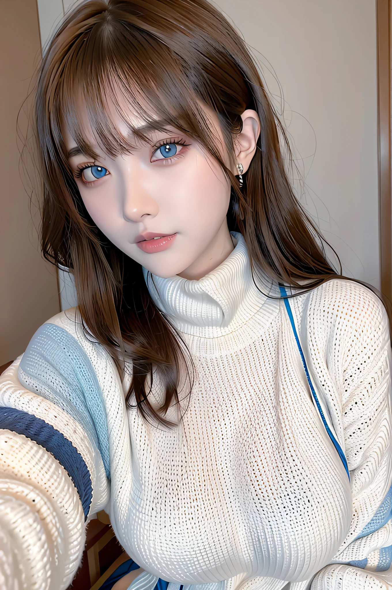 8K, Best picture quality, A high resolution, one-girl，Ultra-fine face，Detailed eyes，Sweaters