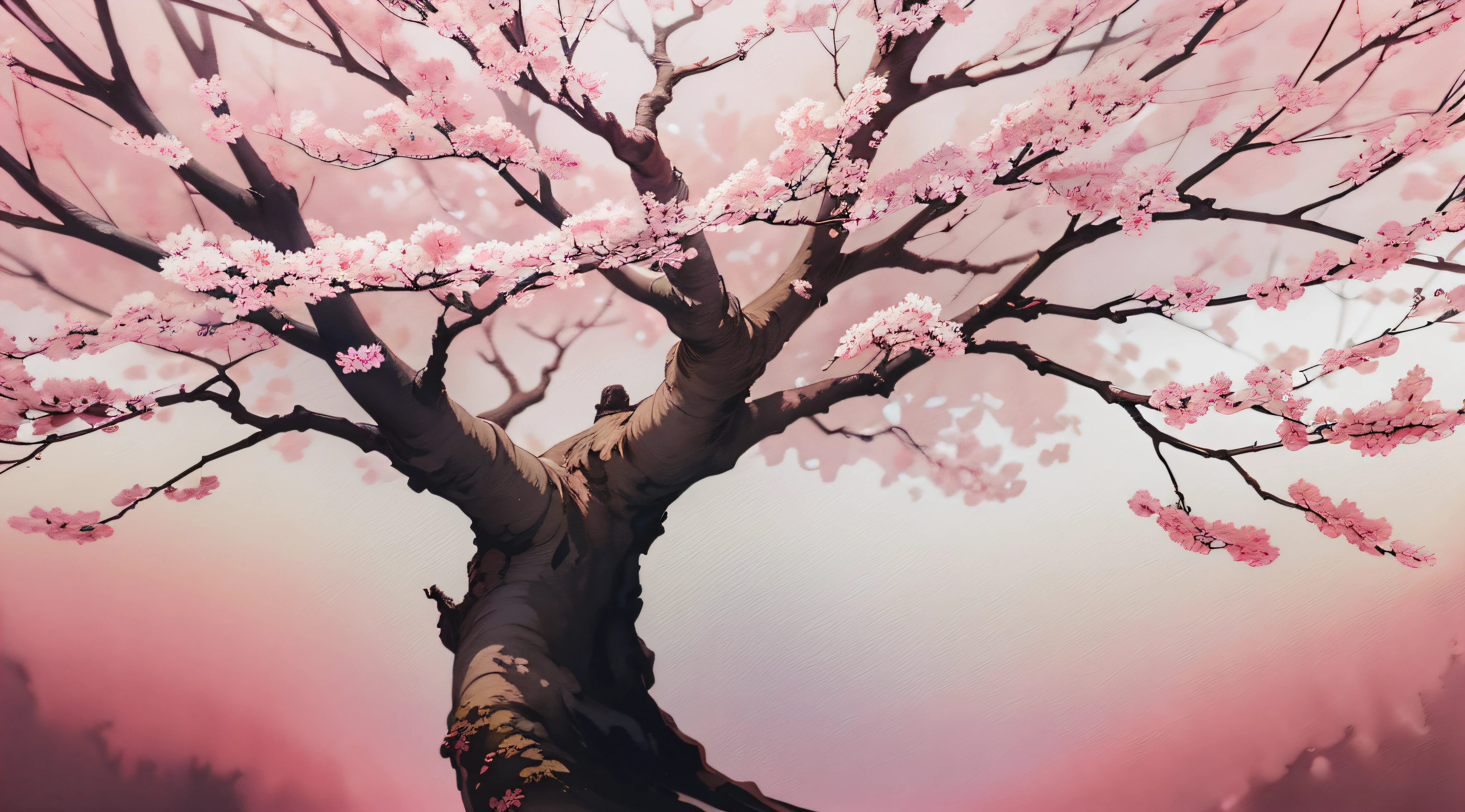 watercolor paiting、​masterpiece、top-quality、An ultra-high picture quality、4K picture quality、super precision、watercolor paiting、Illustration of cherry blossoms in full bloom、large tree、beautiful gradients、Background blur