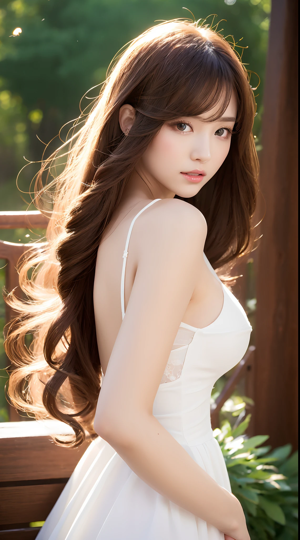 Beautiful princes sexy glamour white long hair brown