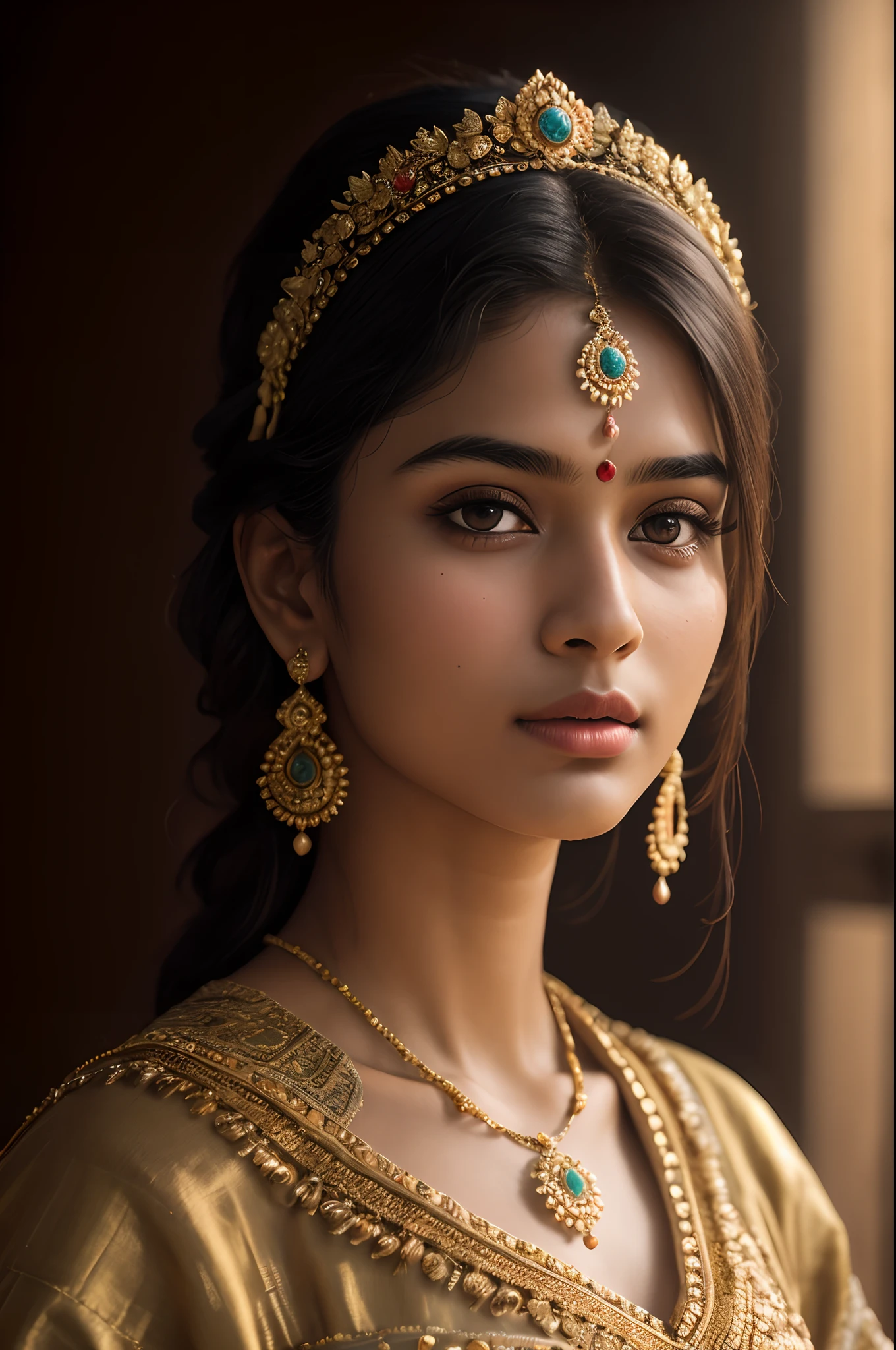 young Indian girl, 18-year-old, old looking top, 100 AD style dress, gentle lighting, intricate facial details, flawless complexion,full body picture, top-notch 3D rendering, hyper-realistic,  photorealistic digital art trending on Artstation 8k HD high definition detailed realistic, detailed, skin texture, hyper detailed, realistic skin texture, armature, best quality, ultra high res, (photorealistic:1.4),, high resolution, detailed, raw photo, 400 camera f1.6 lens rich colors hyper realistic lifelike texture dramatic lighting