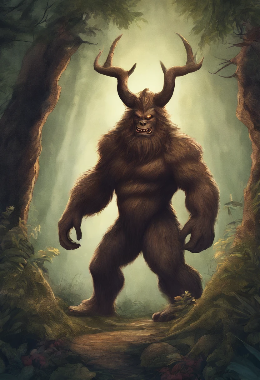 Turn Bigfoot with one eye, Mouth on the stomach, No face in T-pose, Front view, Side view, character design, fantastical creature, fantastical creature, art stations, high detal, Brazil, an eye, Mouth on the stomach, Monstrouso, Terrifying creatures