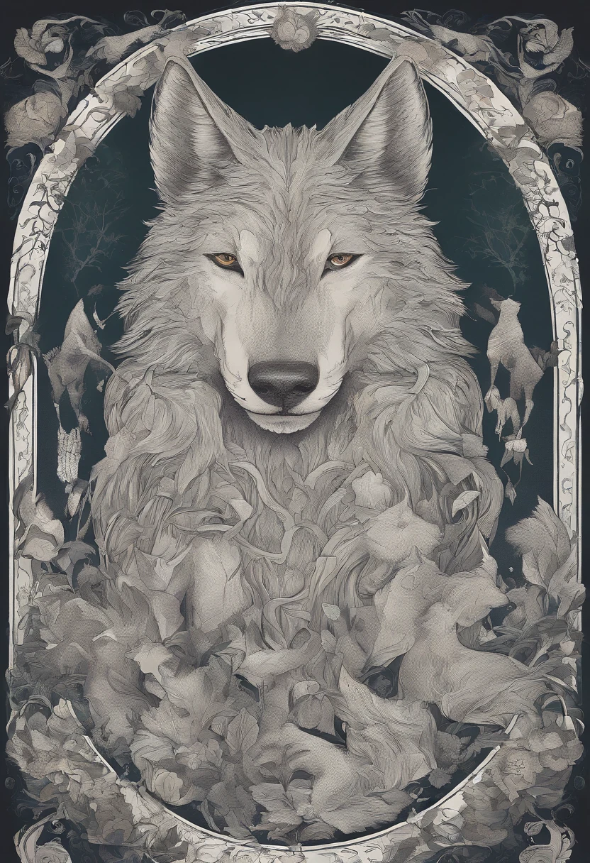 a cartoon image of a wolf with horns and a tail, concept art inspired by Samuel Hieronymus Grimm, reddit, sots art, wendigo, the wendigo, a minotaur wolf, a humanoid mosquito wolf, an anthropomorphic wolf, a humanoid thistle monster, male djinn man demon hybrid, an anthropomorphic deer