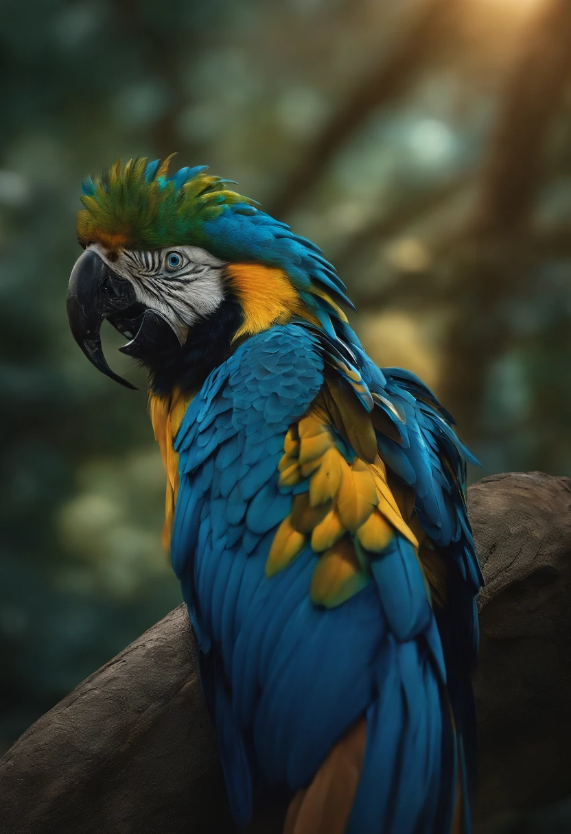Arara azul, grande, Realistic, ..3d, 8k, Adobe Illustrator, forte, vivid colors, linhas finas.
