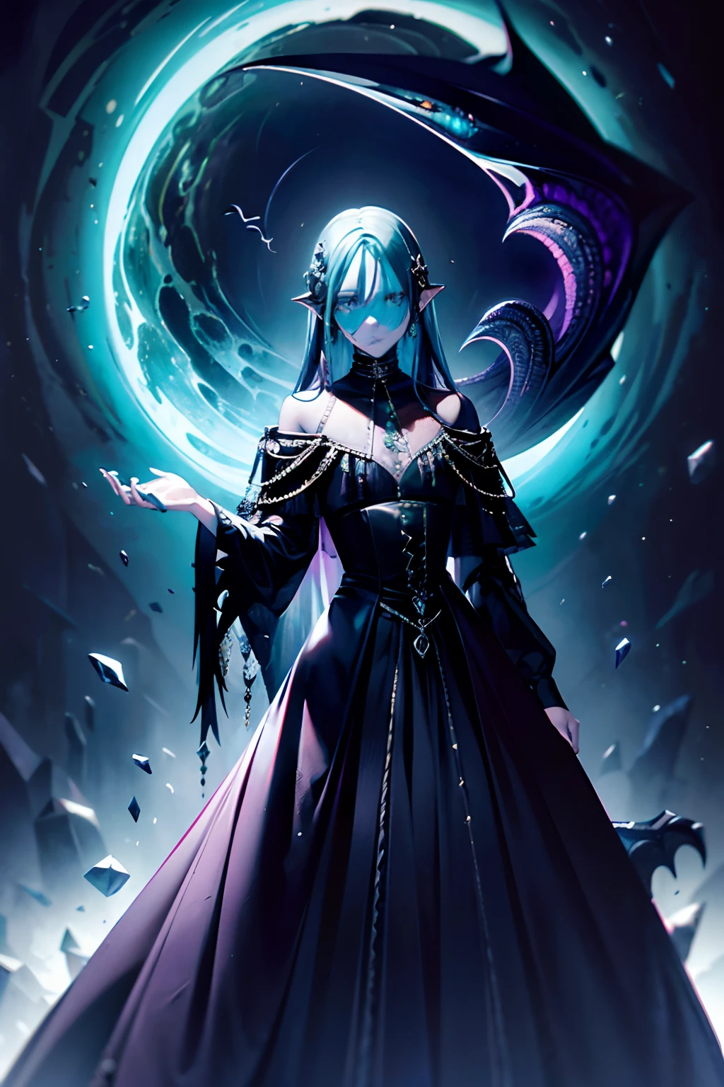 (better quality,ultra-detailed,Realistic:1.37)、1girl, she is using magic spell,IceMagicAI,she is using ice magic ;she is wearing very sexy outfit,small skirt,we see her lingerie colored, porte jarretelle,milf 30 years、(piercing eyes:1.5)、look agressif、elegant outfit、ice magicarcs dancing around、hold a large magic scepter enchanted with frost magic,outside, scene of launching an spell with a magic circle, corps entier,only lingerie