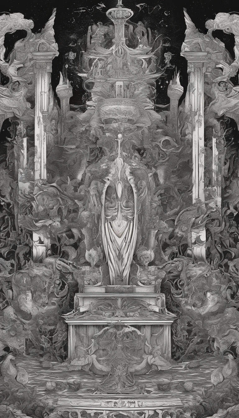 Zdzisław Beksiński Style painting of grotesque humanoid figures in a gothic cathedral