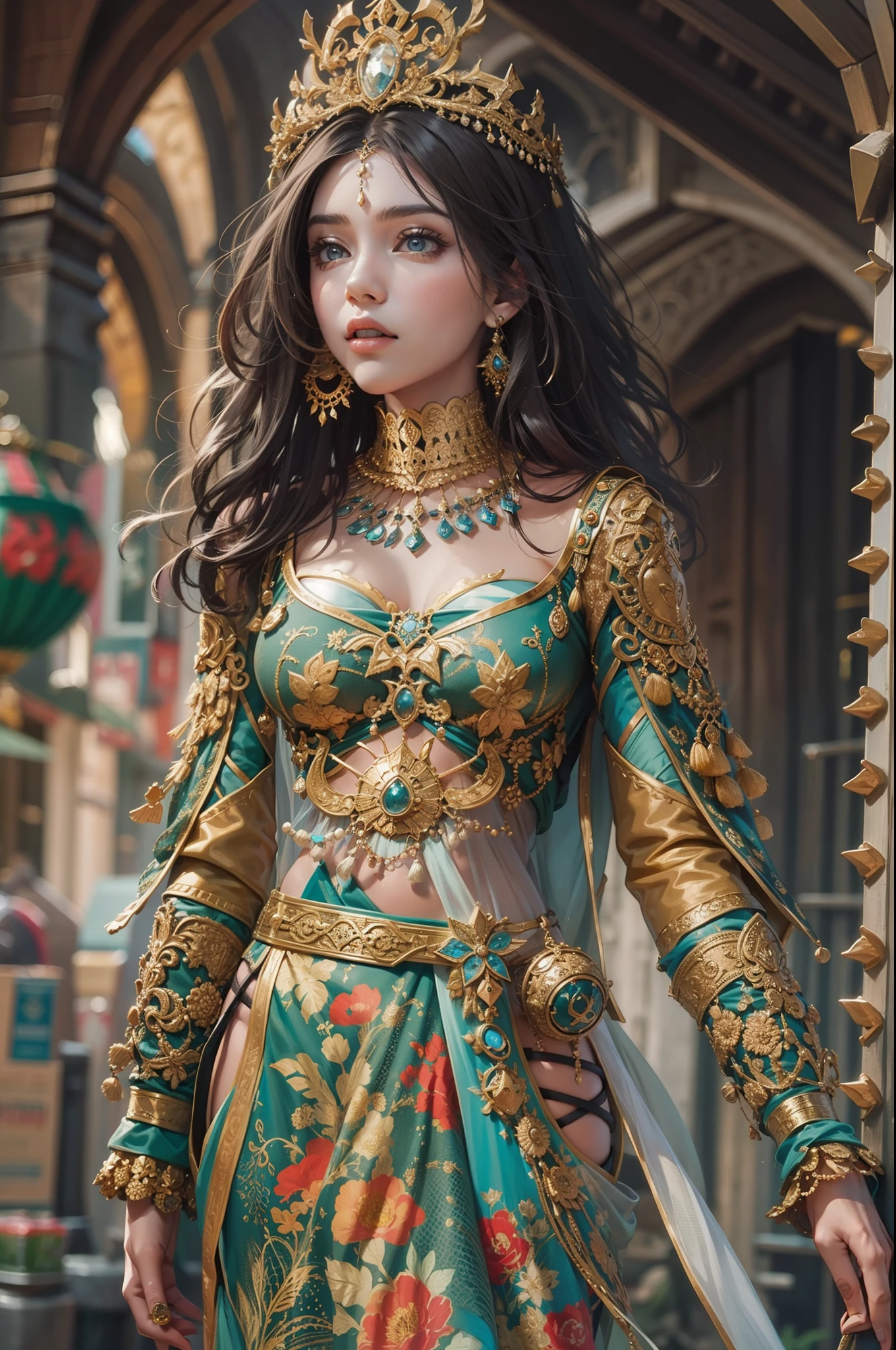 Beautiful woman in crazy intricate Persian princess costume