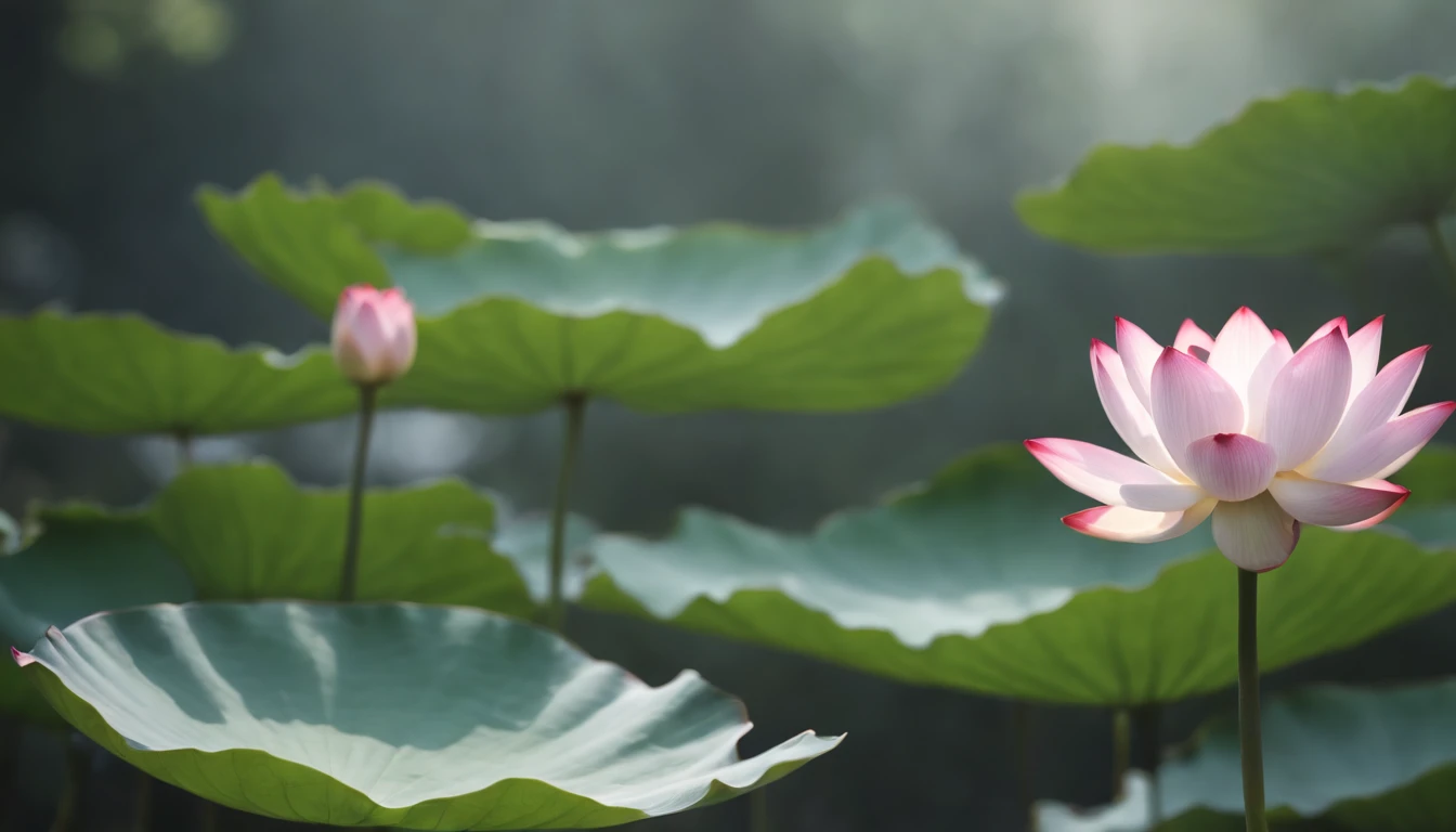 China ink painting，lotuses，Lotus leaf，