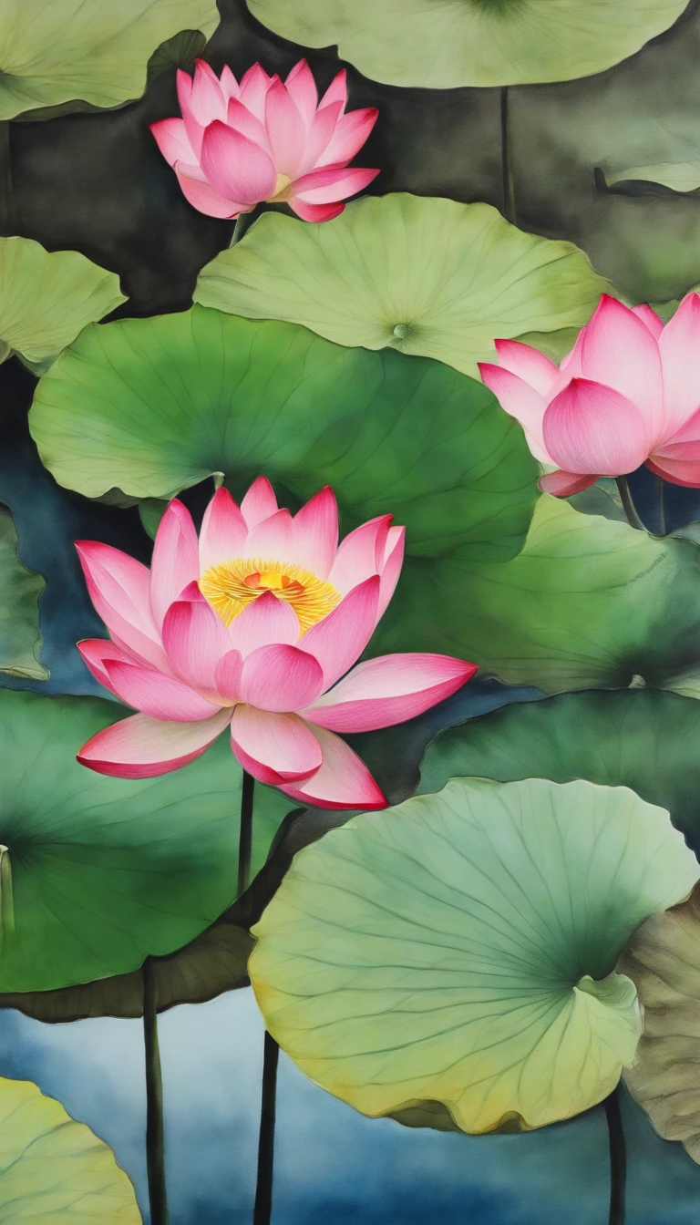 China ink painting,lotuses,Lotus leaf,