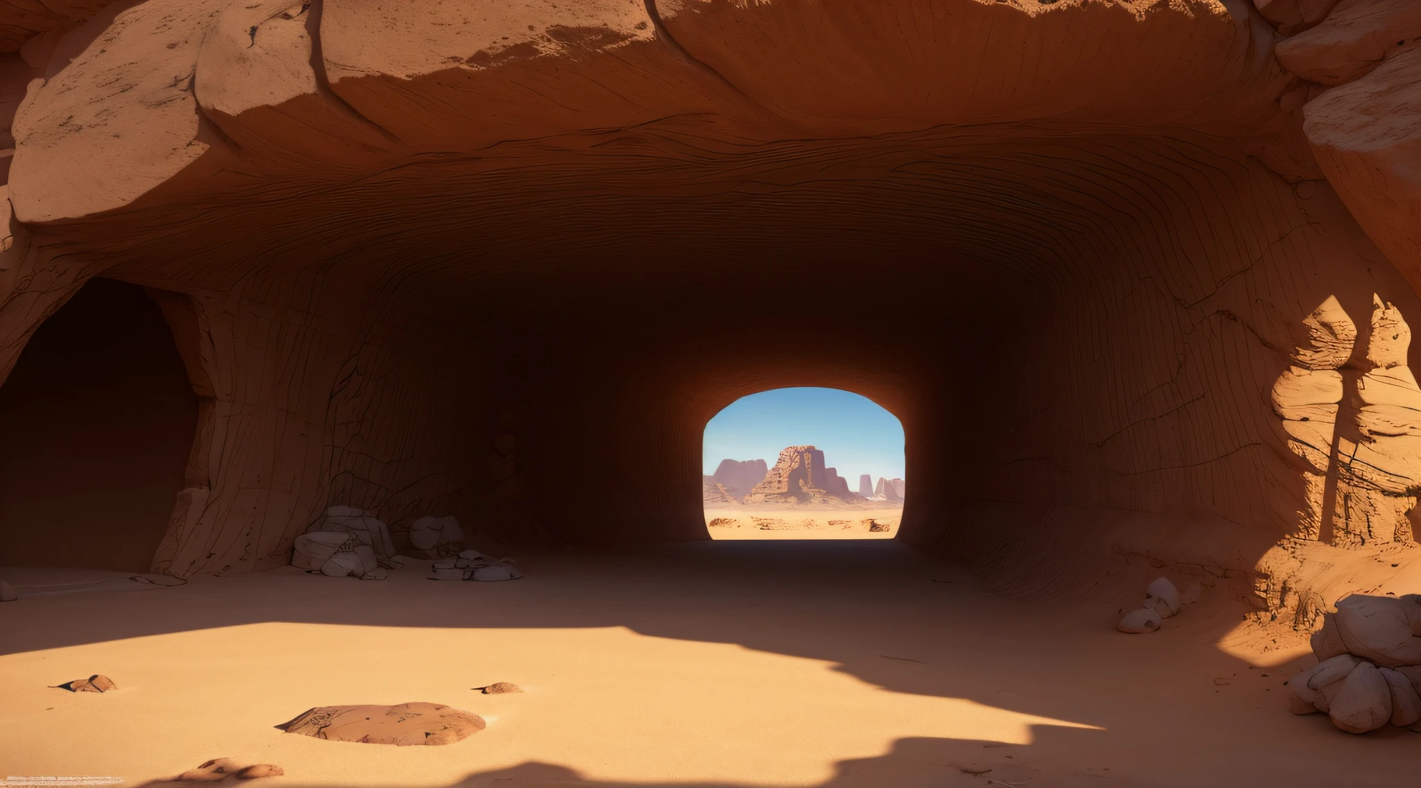 (hidden underground secret base,secret entrances,high-tech security,remote desert landscape),photorealistic:1.37,detailed texture,ultra-detailed shadows,vivid colors,concept artists,subtle warm color tone,stunning lighting,natural sunlight
