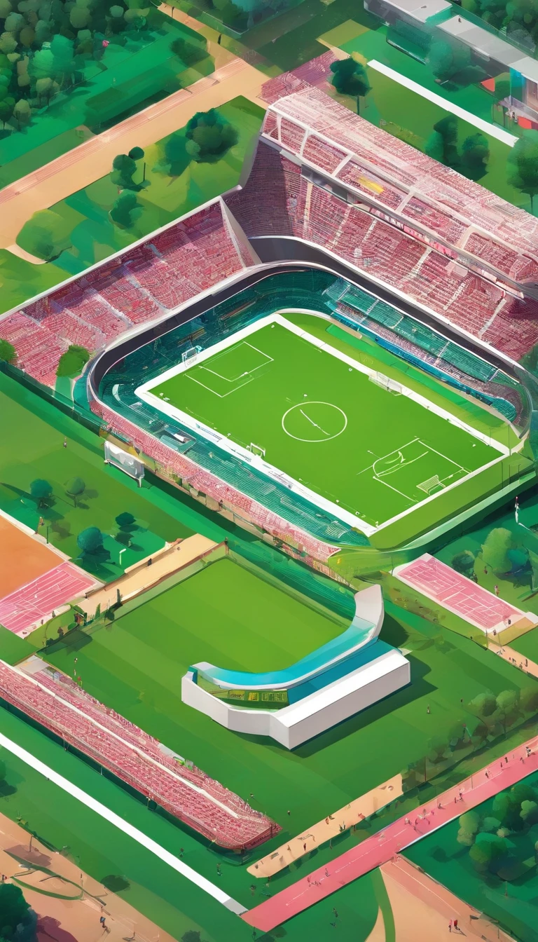 Glass round medal。 Acrylic material。Place vertically on the grass in the middle of the stadium on the runway。Athletics field。Sense of space