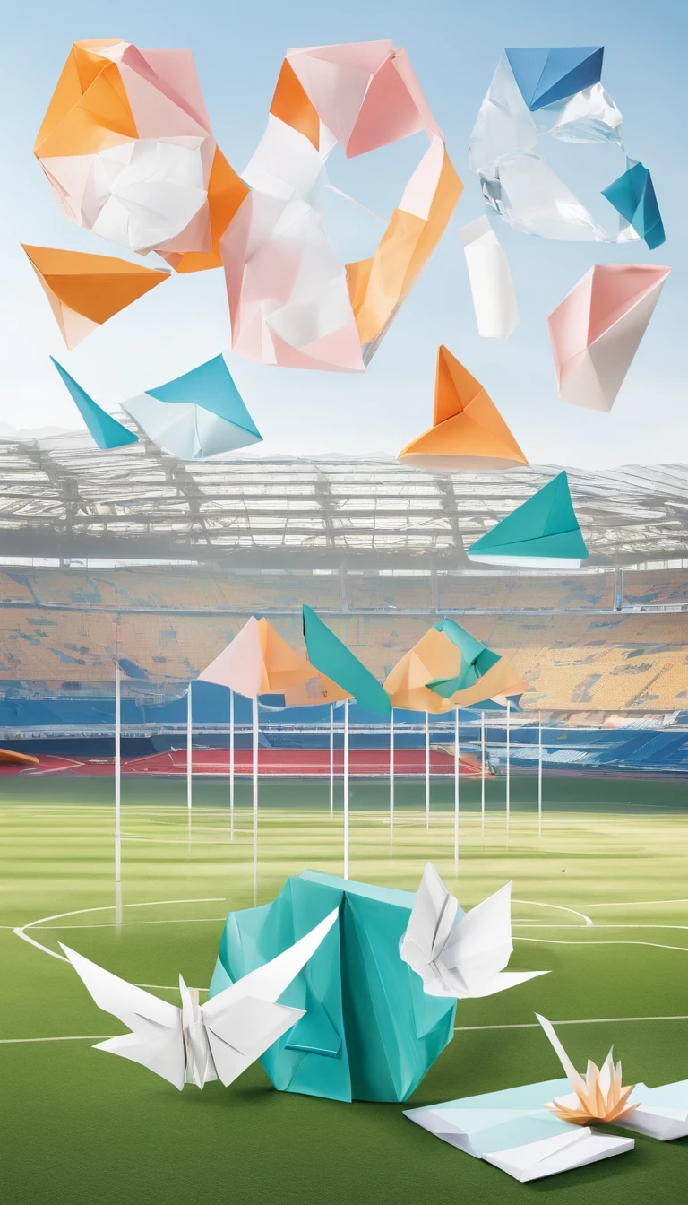 Glass round medal。 Acrylic material。Place vertically on the grass in the middle of the stadium on the runway。Athletics field。Sense of space