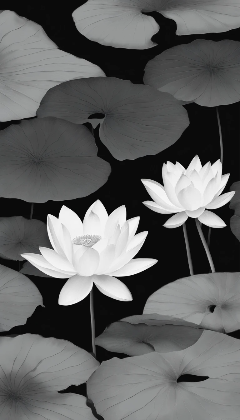 China ink painting，A lotus flower，A lotus leaf，black andwhite