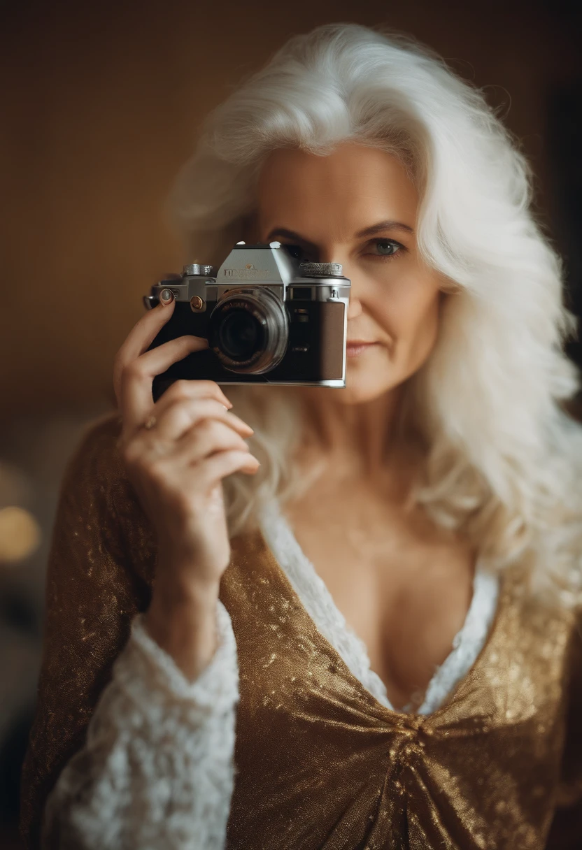 Beautiful woman with Kodak disposable camera photo, Photos of quite mature women, Golden-white hair, full bodyesbian, Bedrooms