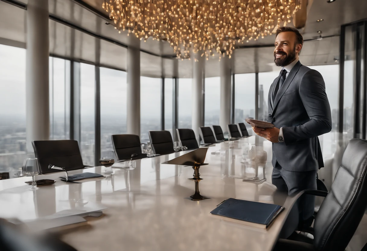 businessman, businessman in a formal suit, businessman holding a briefcase, confident businessman with a tie and cufflinks, successful businessman in a corporate setting, professional businessman in a modern office, businessman making a business deal, businessman giving a presentation, businessman in a meeting, businessman using a laptop, businessman working late at night, businessman with a serious expression, businessman with a friendly smile, businessman in a powerful and commanding pose, businessman in a luxurious office, businessman with a determined look, businessman with a stylish haircut, businessman with a long beard, businessman with glasses, businessman with a smartphone, businessman with a pen and notepad, businessman signing a contract, businessman with a confident stride, businessman with a strong handshake, businessman networking, businessman in a business conference, businessman traveling, businessman with a private jet, businessman in a luxury car, businessman in a skyscraper, businessman with a trophy, businessman receiving an award, businessman on a business trip, businessman at a stock market, businessman analyzing data, businessman with a global mindset, businessman with innovative ideas, businessman leading a team, businessman mentoring others, businessman with a strategic vision

(high-quality,4k,8k,highres,masterpiece:1.2), ultra-detailed, (realistic,photorealistic,photo-realistic:1.37), HDR, UHD, studio lighting, ultra-fine painting, sharp focus, physically-based rendering, extreme detail description, professional, vivid colors, bokeh, corporate ambiance, elegant color scheme, sophisticated lighting, dynamic composition