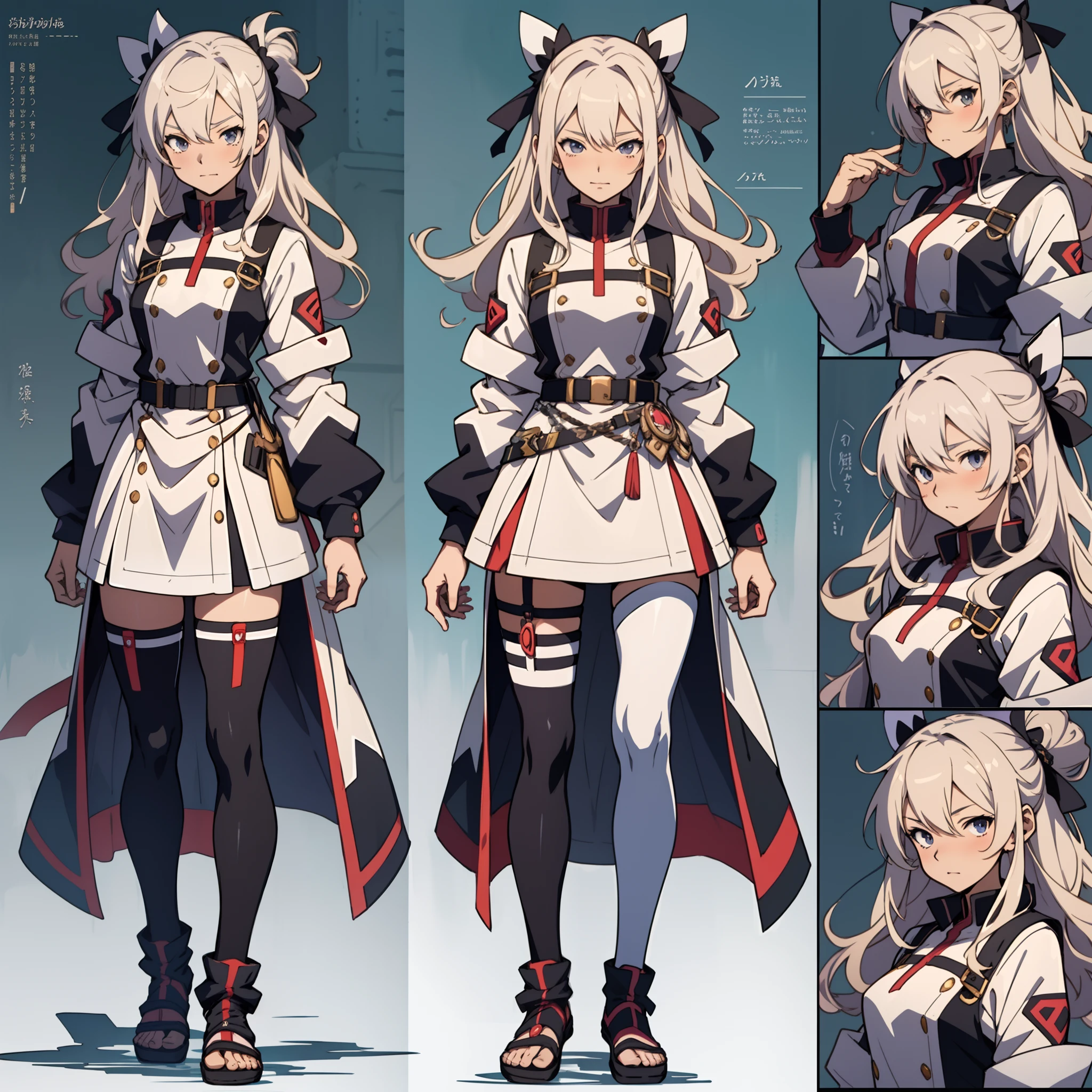 anime - style image of a character with a variety of hair and accessories, anime set style, anime character reference sheet, fantasy uniform, flat anime style, anime full body illustration, full_body!!, complete detailed body, extra detailed body, anime vtuber full body model, soft anime illustration, anime style character, clean detailed anime style,