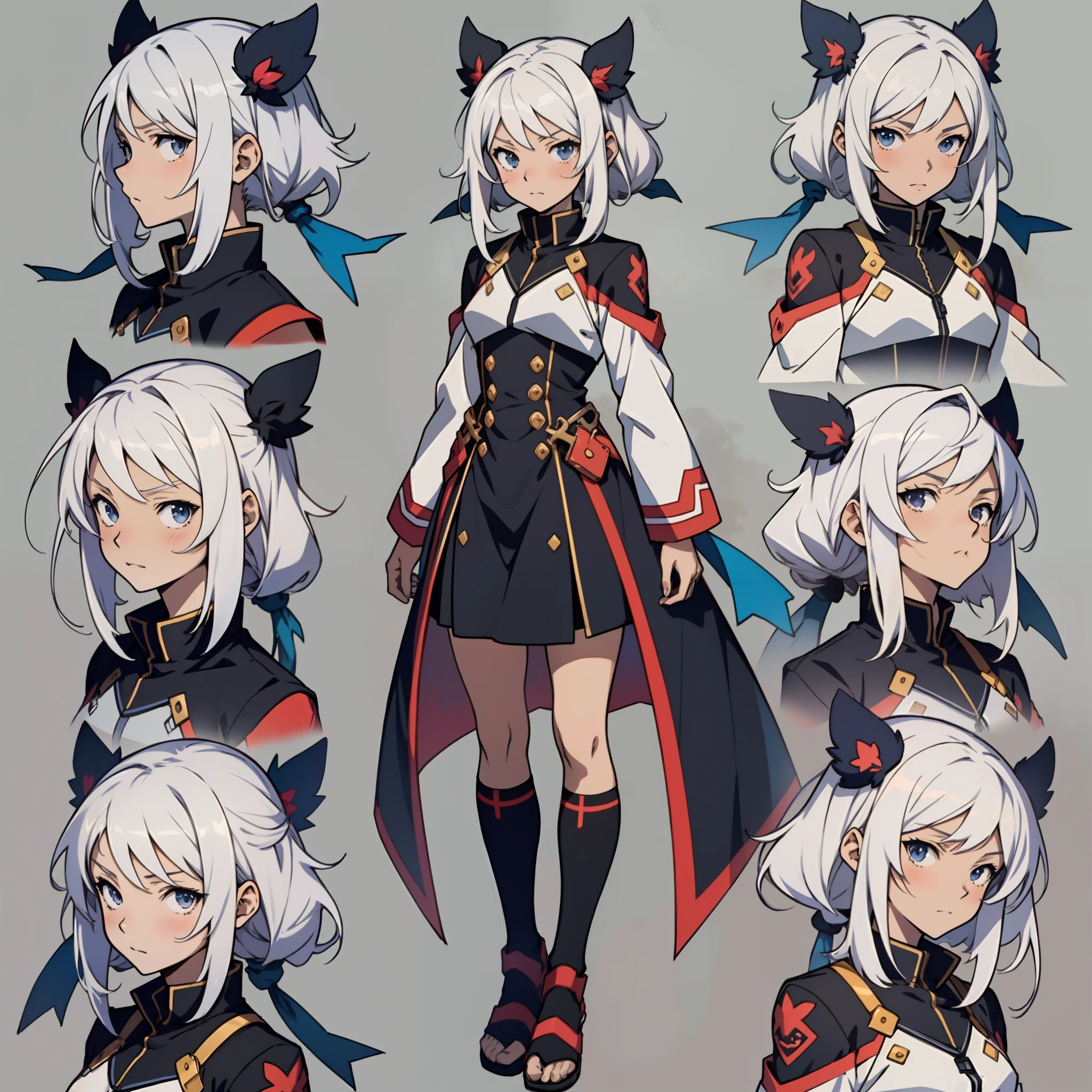 anime - style image of a character with a variety of hair and accessories, anime set style, anime character reference sheet, fantasy uniform, flat anime style, anime full body illustration, full_body!!, complete detailed body, extra detailed body, anime vtuber full body model, soft anime illustration, anime style character, clean detailed anime style,