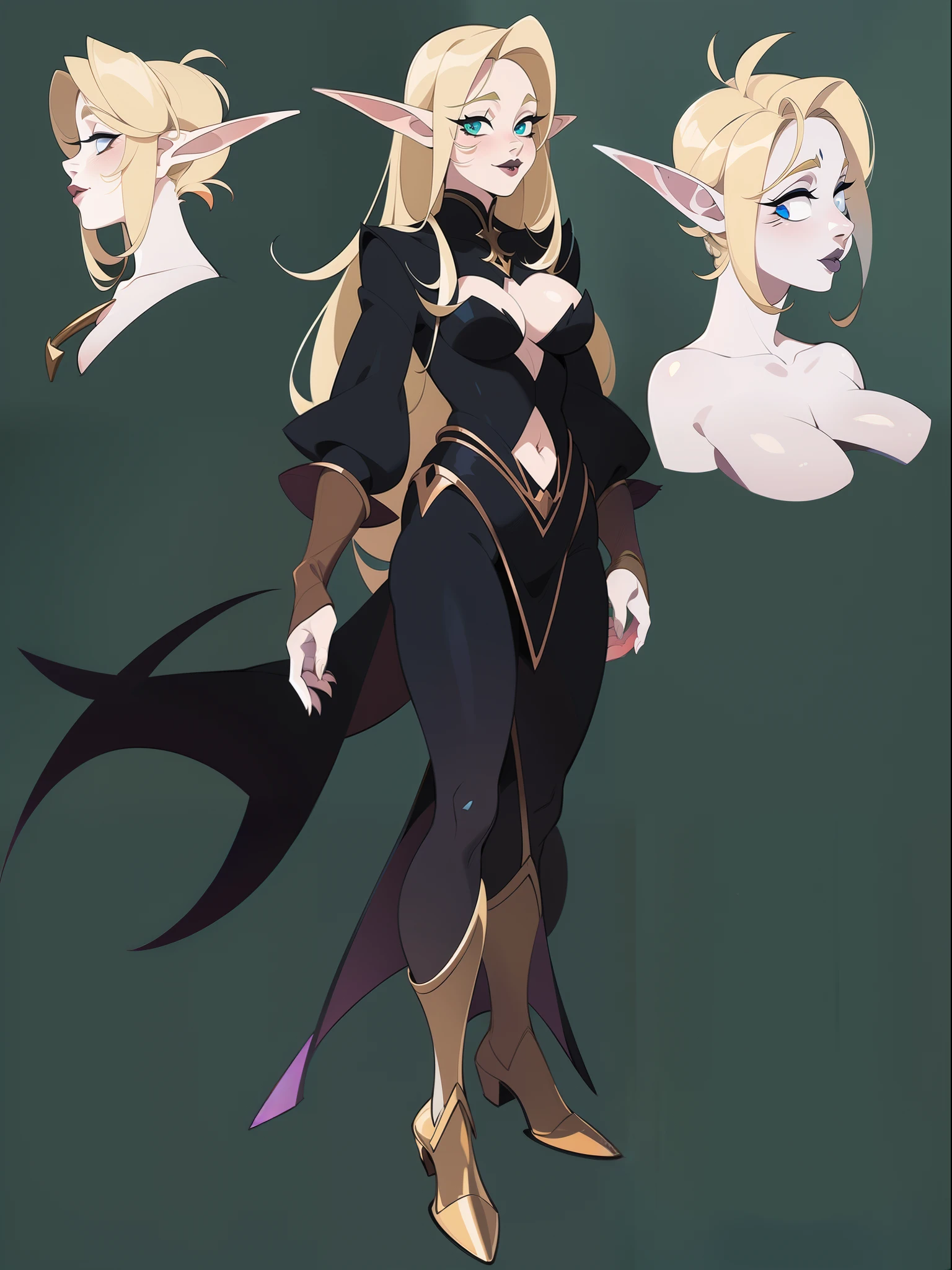 character concept adopt, female elf, (albinism),  (((gothic))), fullbody